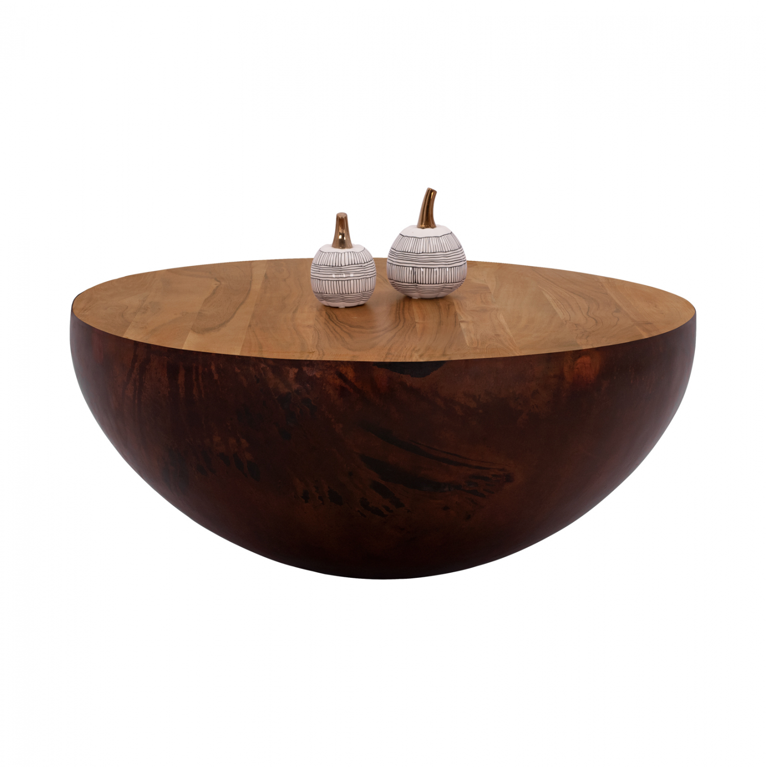ΔΙΑΚΟΣΜΗΤΙΚΟ ΤΡΑΠΕΖΙ ΣΑΛΟΝΙΟΥ BOWL Φ90X40Yεκ. RUSTY ΜΕ ΞΥΛΟ ΑΚΑΚΙΑΣ HM8717.02 1