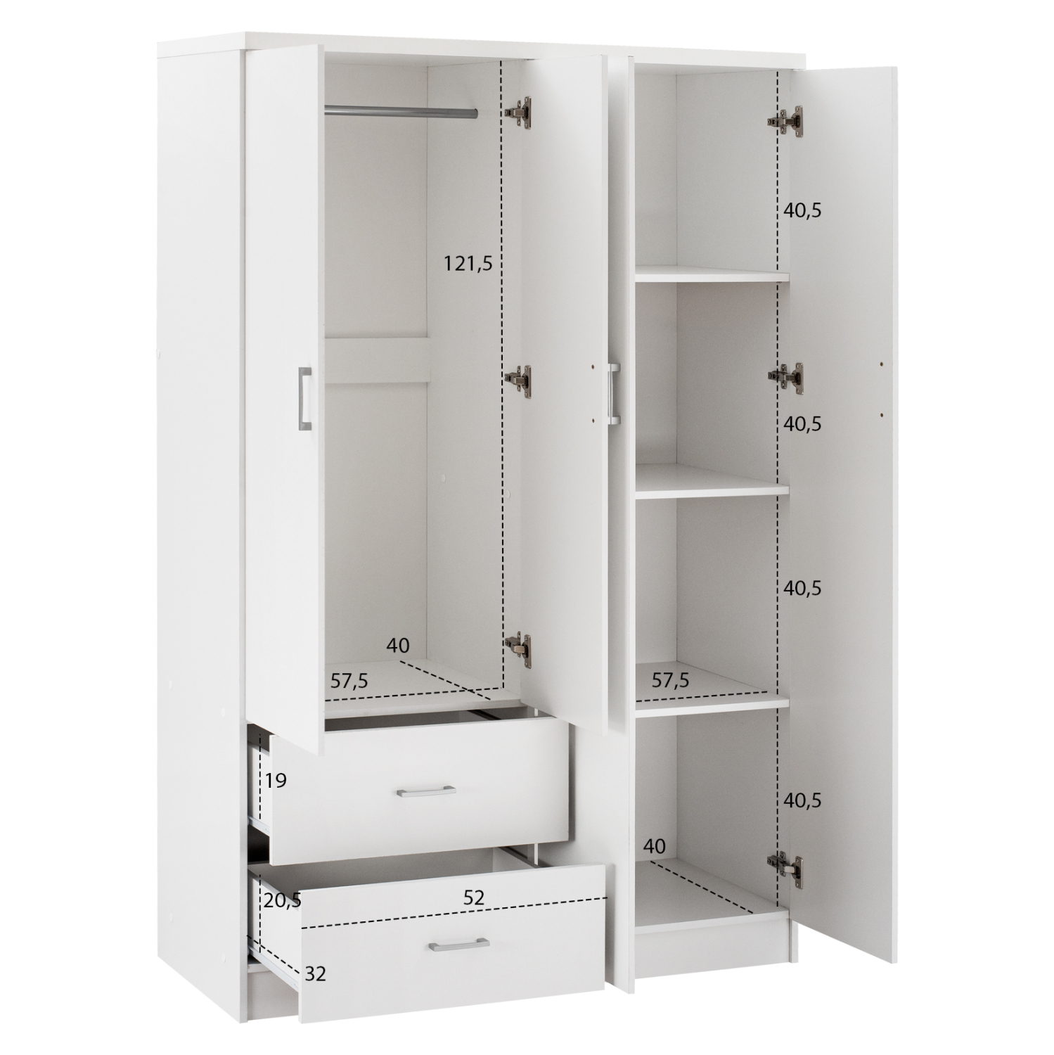 ΝΤΟΥΛΑΠΑ 4ΦΥΛΛΗ ME 2 ΣΥΡΤΑΡΙΑ BLAKELY HM339.05 ΛΕΥΚΗ 120Χ42,5Χ180,5 εκ. 3