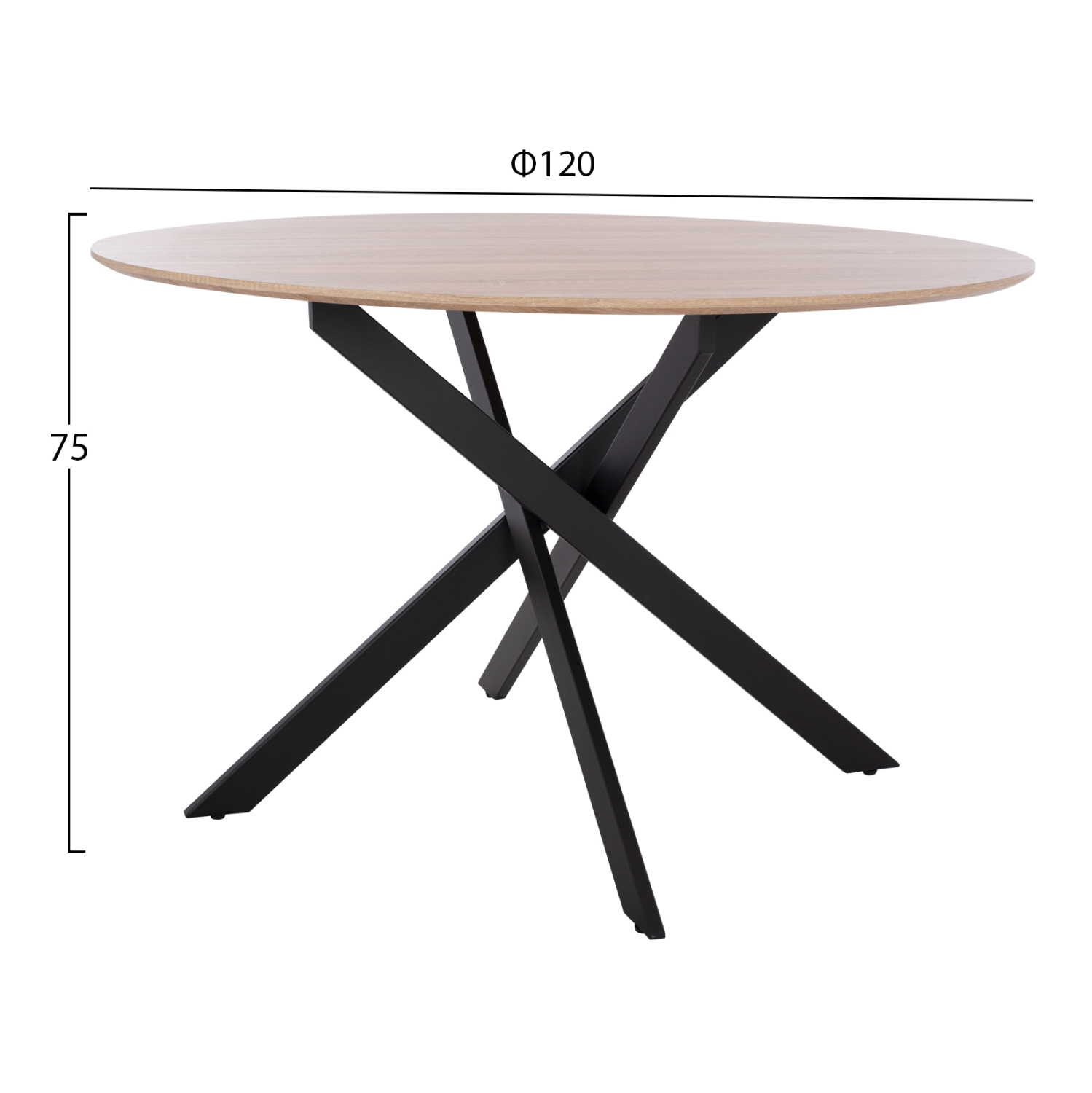 ΤΡΑΠΕΖΙ ROSARIO ΜΕ ΜDF ΕΠΙΦΑΝΕΙΑ SONAMA &amp; ΜΕΤΑΛΛΙΚΑ ΠΟΔΙΑ HM8742.01 Φ120Χ75 εκ. 2