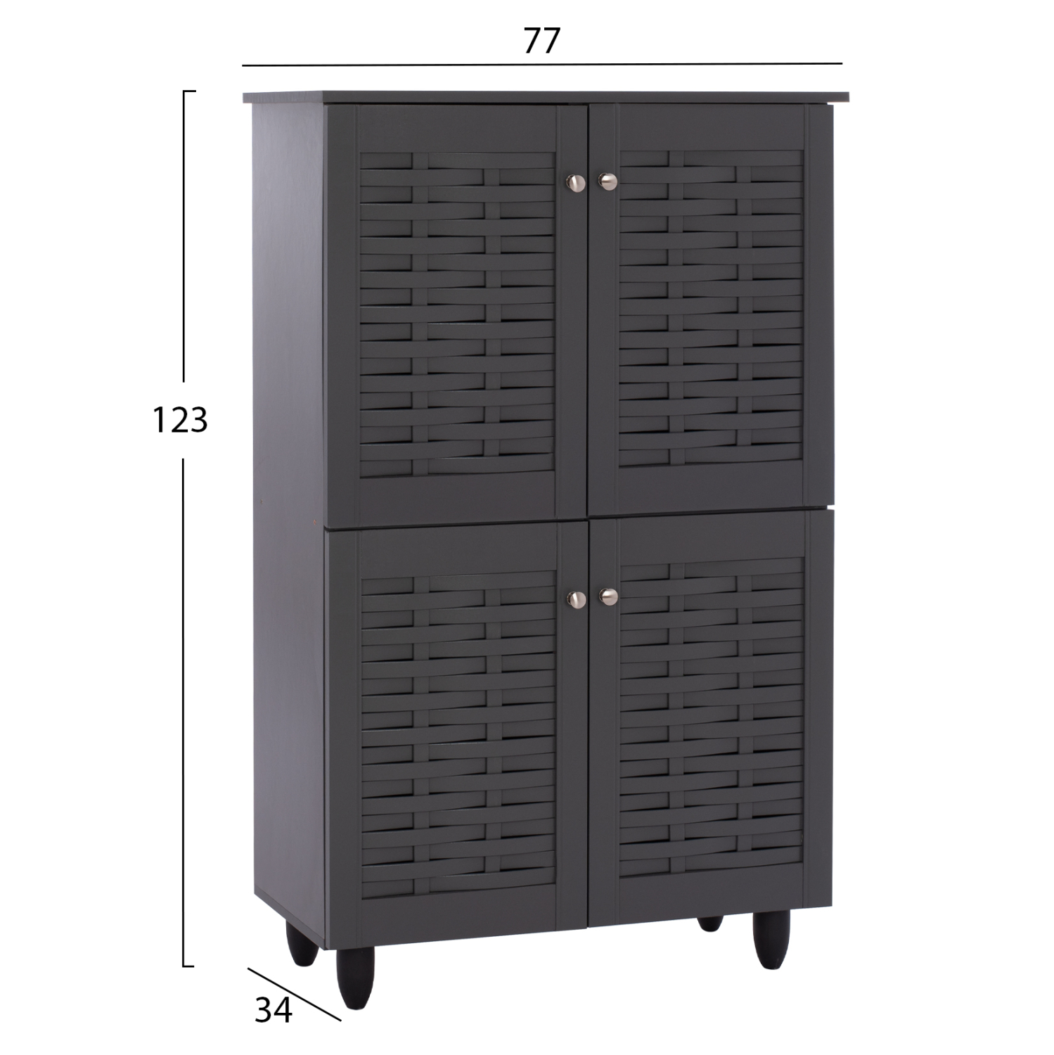 ΠΑΠΟΥΤΣΟΘΗΚΗ-ΝΤΟΥΛΑΠΙ ΞΥΛΙΝΗ KABIRA 4 ΠΟΡΤΕΣ HM2210.10 ΓΚΡΙ 77x34x123Υεκ. 2