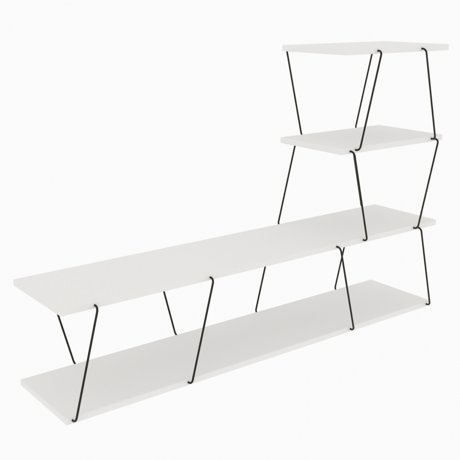 ΕΠΙΠΛΟ ΤΗΛΕΟΡΑΣΗΣ TARS ΜΕΛΑΜΙΝΗ &amp; ΜΕΤΑΛΛΟ HM9098.03 ΛΕΥΚΟ ΜΑΥΡΟ 150x30x93εκ. 4