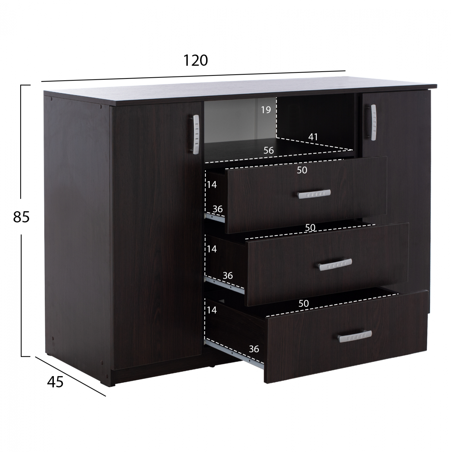 ΜΠΟΥΦΕΣ ΜΕ 2 ΝΤΟΥΛΑΠΙΑ Κ 3 ΣΥΡΤΑΡΙΑ ADLER WENGE HM2430.02 120X45X85Y εκ. 2