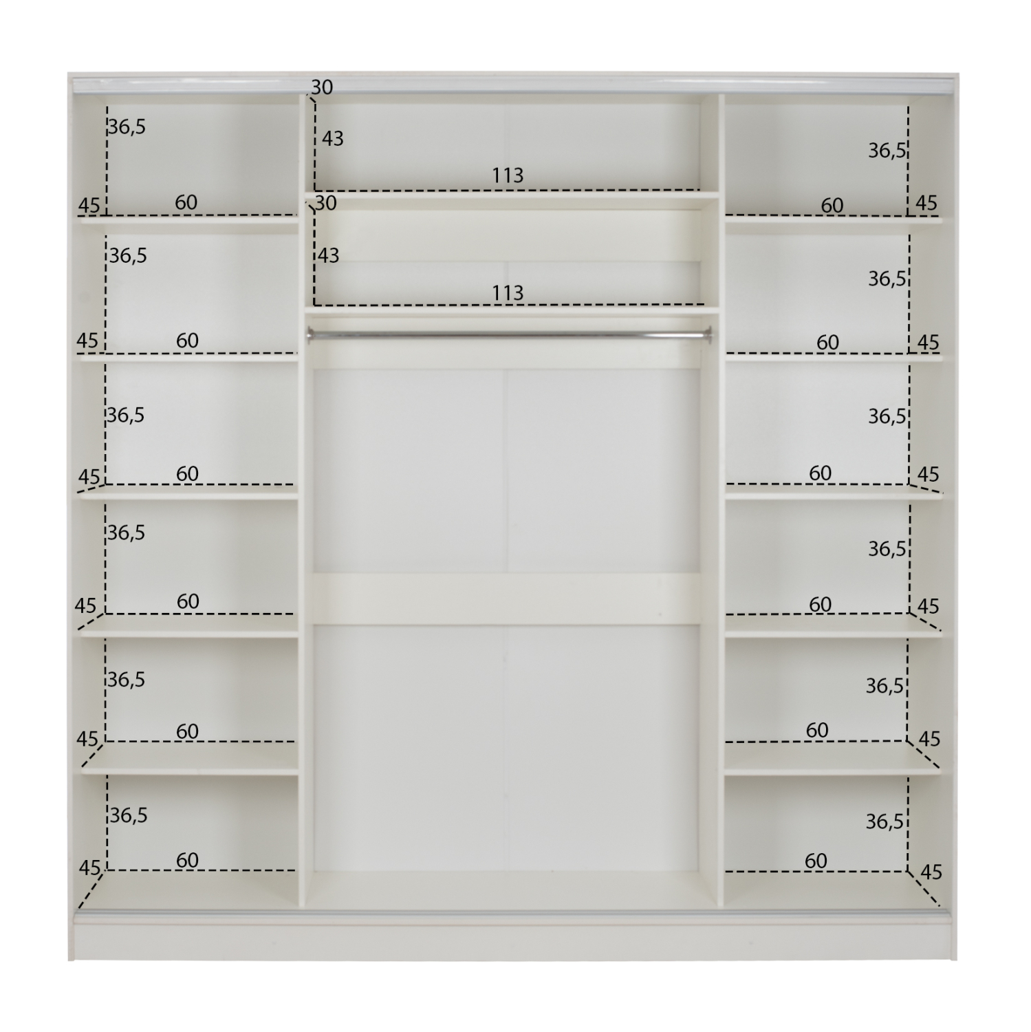 ΝΤΟΥΛΑΠΑ ΣΥΡΟΜΕΝΗ ADLER ΜΕΛΑΜΙΝΗΣ ΛΕΥΚΗ ΜΕ ΚΑΘΡΕΦΤΗ 3ΦΥΛΛΗ HM2462.03  240x60x240 εκ. 4