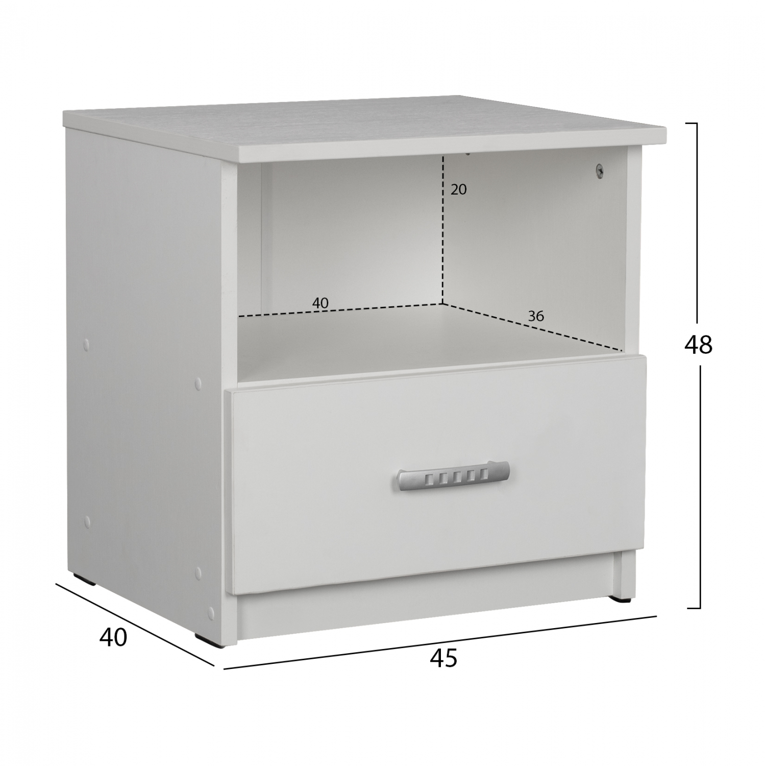 ΚΟΜΟΔΙΝΟ ADLER ΜΕΛΑΜΙΝΗΣ ΛΕΥΚΟ HM2431.03 45x40x48 εκ. 2