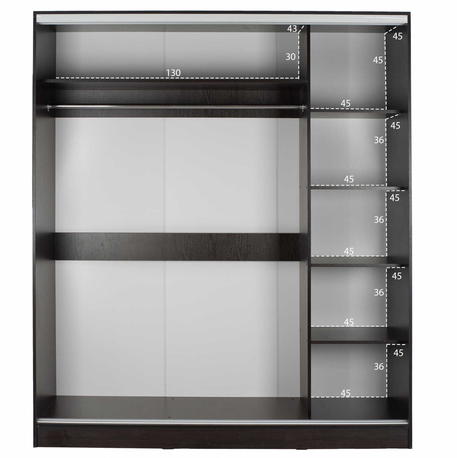 ΝΤΟΥΛΑΠΑ ΣΥΡΟΜΕΝΗ ADLER ΜΕΛΑΜΙΝΗΣ WENGE ΜΕ ΚΑΘΡΕΠΤΗ HM2437.02  180X60X210Υεκ. 3