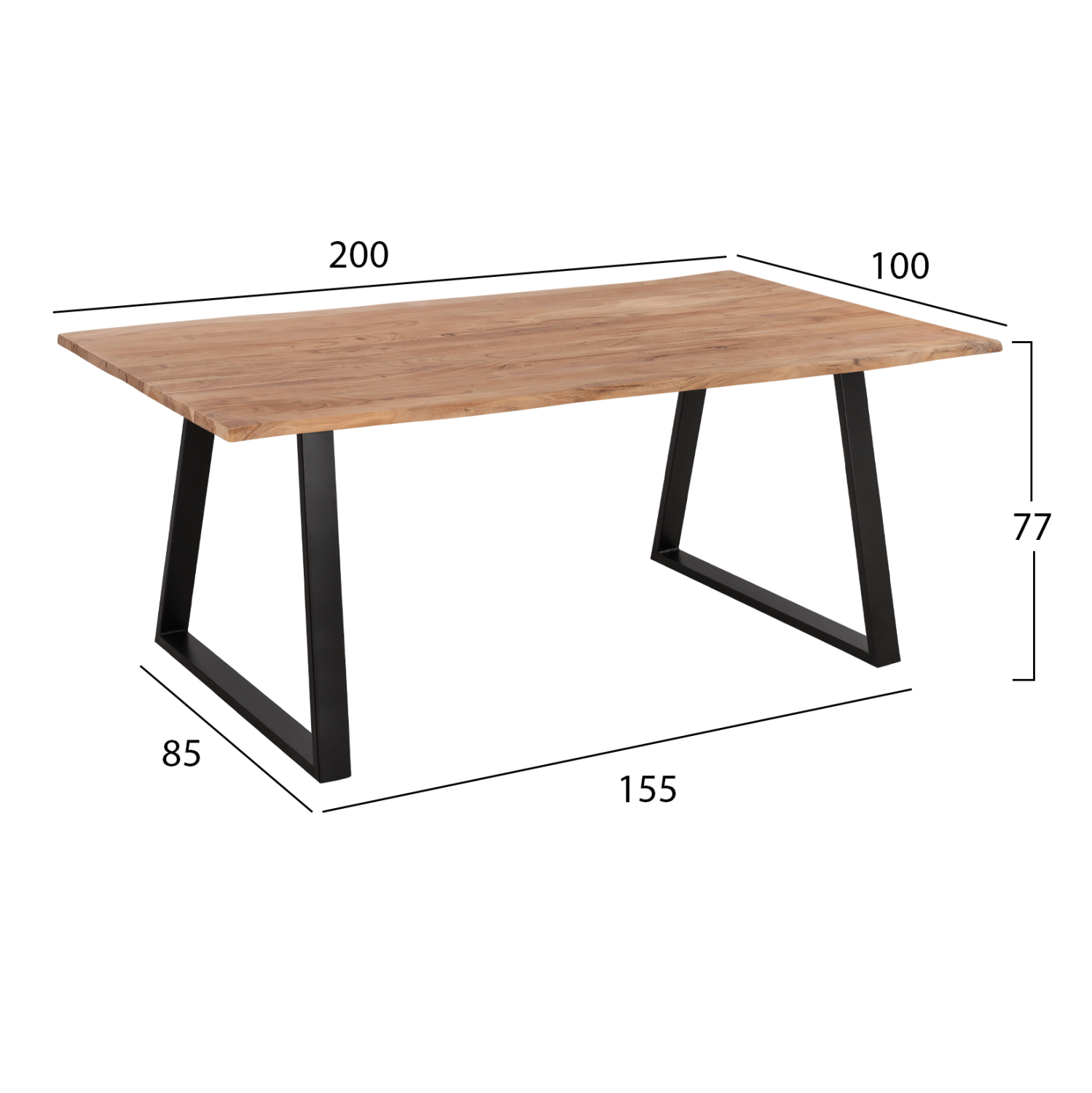 ΤΡΑΠΕΖΙ ΤΡΑΠΕΖΑΡΙΑΣ SOFIA SLIM HM8501.11 ΑΠΟ ΜΑΣΙΦ ΞΥΛΟ ΑΚΑΚΙΑΣ 200x100x77Υ εκ. 2