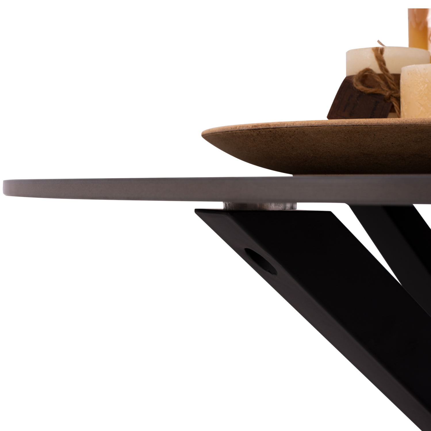 ΤΡΑΠΕΖΙ ΤΡΑΠΕΖΑΡΙΑΣ ΣΤΡΟΓΓΥΛΟ SYNTEC HM9309.01 SINTERED STONE ΜΑΥΡΟ ΜΕΤΑΛΛΙΚΑ ΠΟΔΙΑ Φ115x75Y εκ. 9