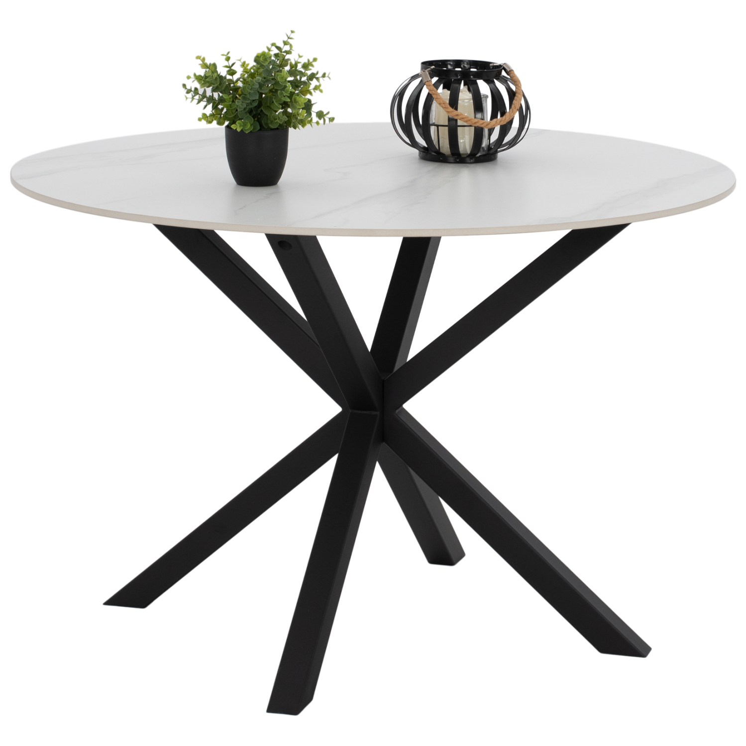 ΤΡΑΠΕΖΙ ΤΡΑΠΕΖΑΡΙΑΣ ΣΤΡΟΓΓΥΛΟ SYNTEC HM9309.02 SINTERED STONE ΛΕΥΚΟ ΜΕΤΑΛ.ΠΟΔΙΑ Φ115x75Y εκ. 1