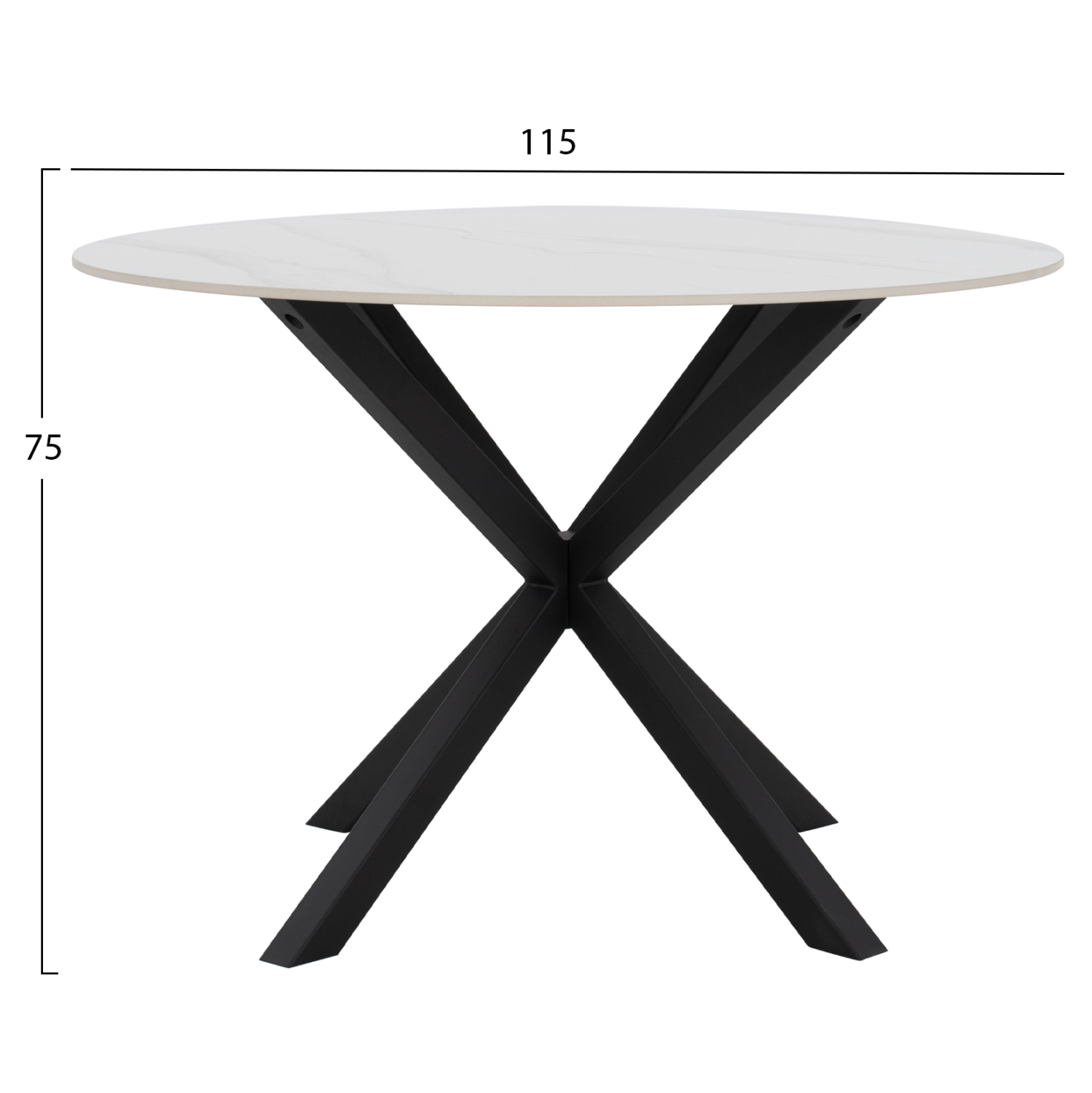 ΤΡΑΠΕΖΙ ΤΡΑΠΕΖΑΡΙΑΣ ΣΤΡΟΓΓΥΛΟ SYNTEC HM9309.02 SINTERED STONE ΛΕΥΚΟ ΜΕΤΑΛ.ΠΟΔΙΑ Φ115x75Y εκ. 2