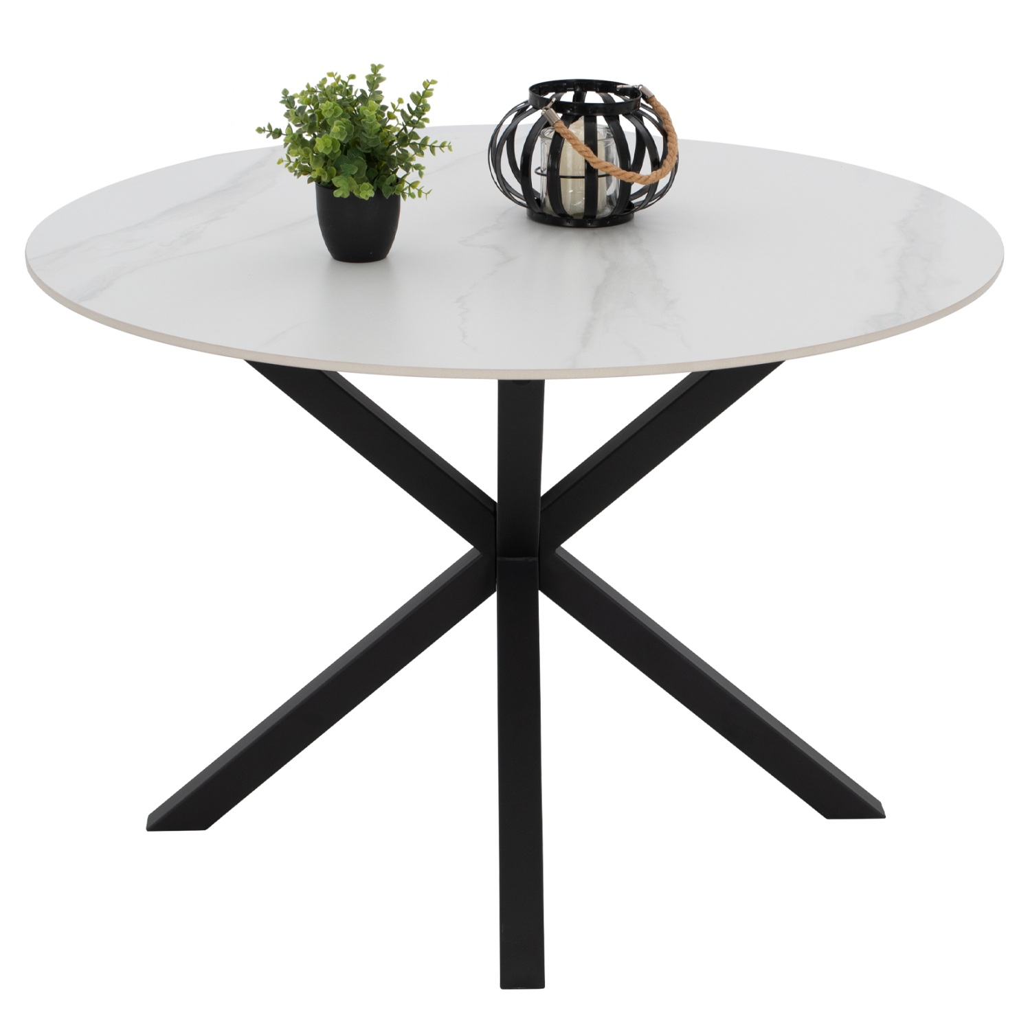 ΤΡΑΠΕΖΙ ΤΡΑΠΕΖΑΡΙΑΣ ΣΤΡΟΓΓΥΛΟ SYNTEC HM9309.02 SINTERED STONE ΛΕΥΚΟ ΜΕΤΑΛ.ΠΟΔΙΑ Φ115x75Y εκ. 3