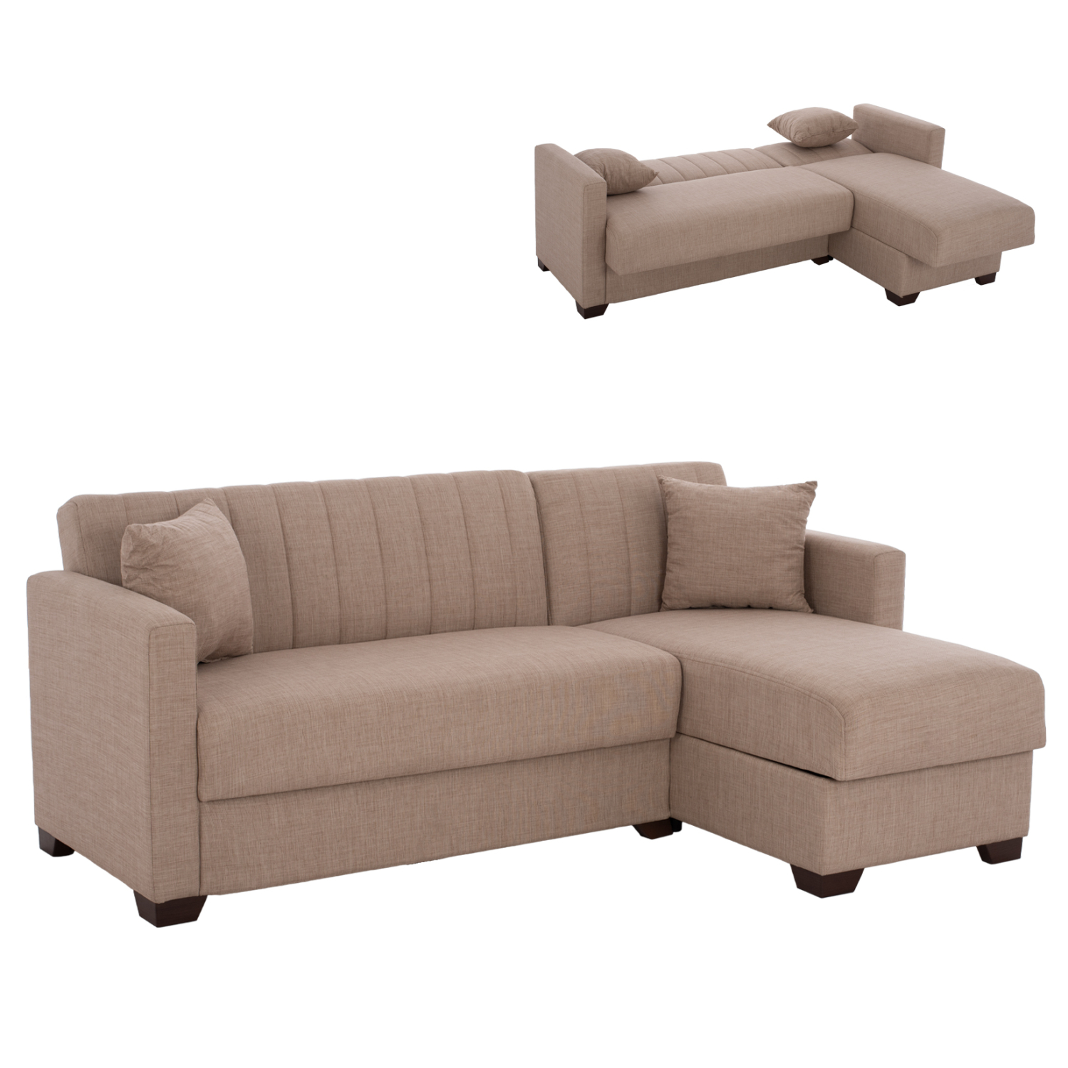 ΚΑΝΑΠΕΣ ΚΡΕΒΑΤΙ GHUFRAN ΓΩΝΙΑ ΑΝΑΣΤΡΕΨΙΜΗ ΜΠΕΖ HM3244.04 ΜΕ ΑΠΟΘΗΚΕΤΙΚΟ ΧΩΡΟ 200x133x77Yεκ. 1