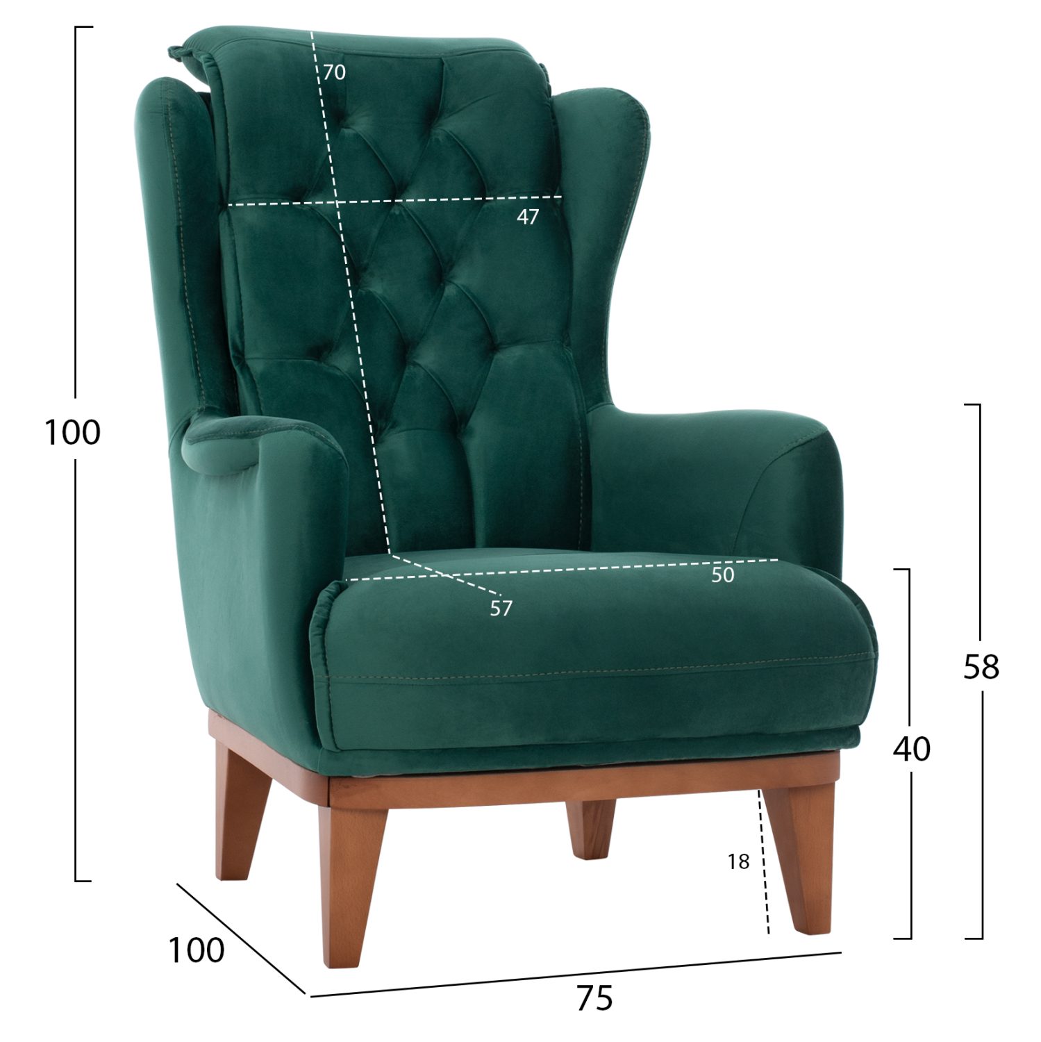 ΠΟΛΥΘΡΟΝΑ ΜΠΕΡΖΕΡΑ BENNINGTON ΒΕΛΟΥΔΟ ΚΥΠΑΡΙΣΣΙ HM9313.13 75x100x100 εκ. 2