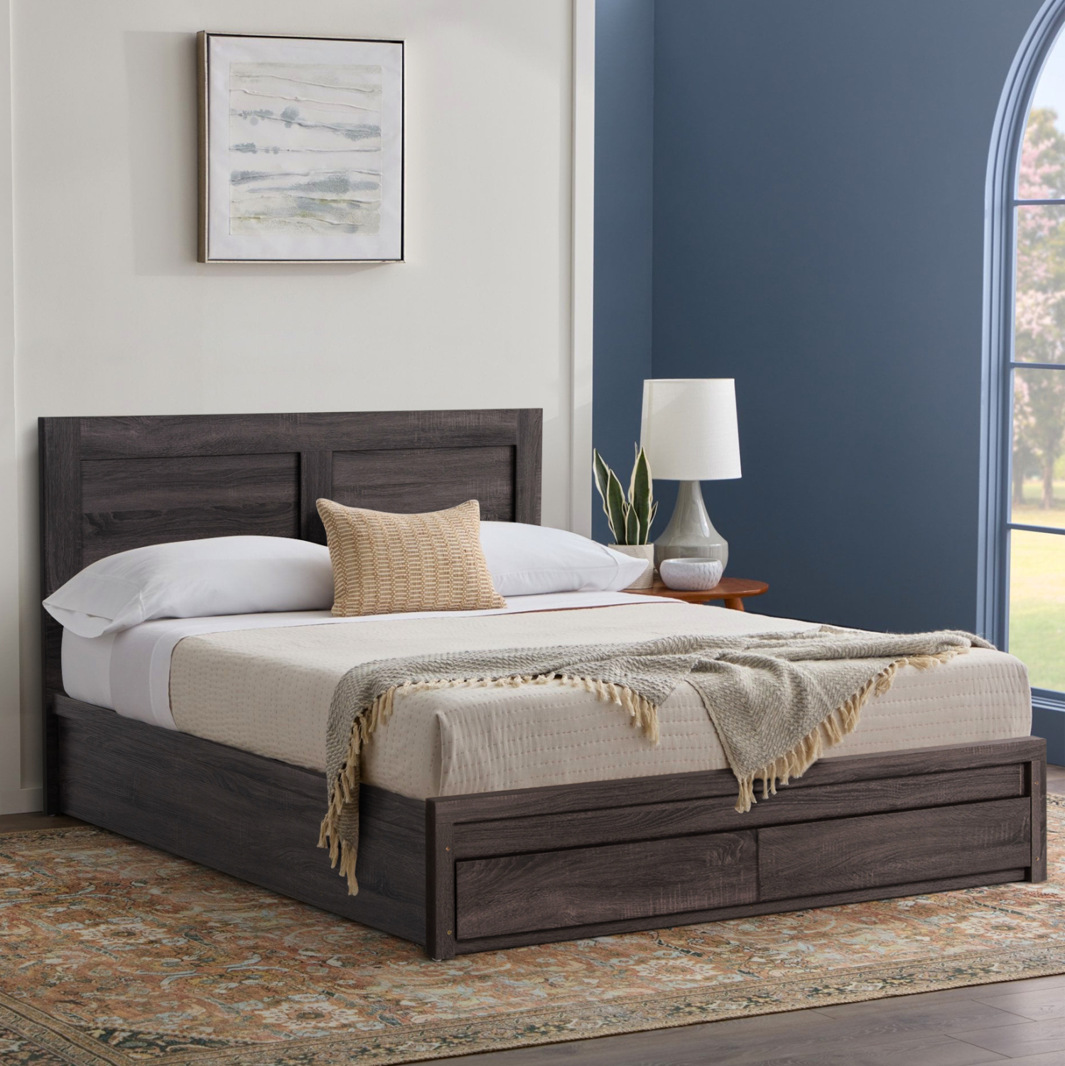 ΚΡΕΒΑΤΙ ΜΕΛΑΜΙΝΗΣ CAPRI HM312.07 ΜΕ 2 ΣΥΡΤΑΡΙΑ ΑΝΘΡΑΚΙ ΓΙΑ ΣΤΡΩΜΑ 150x200εκ. 2