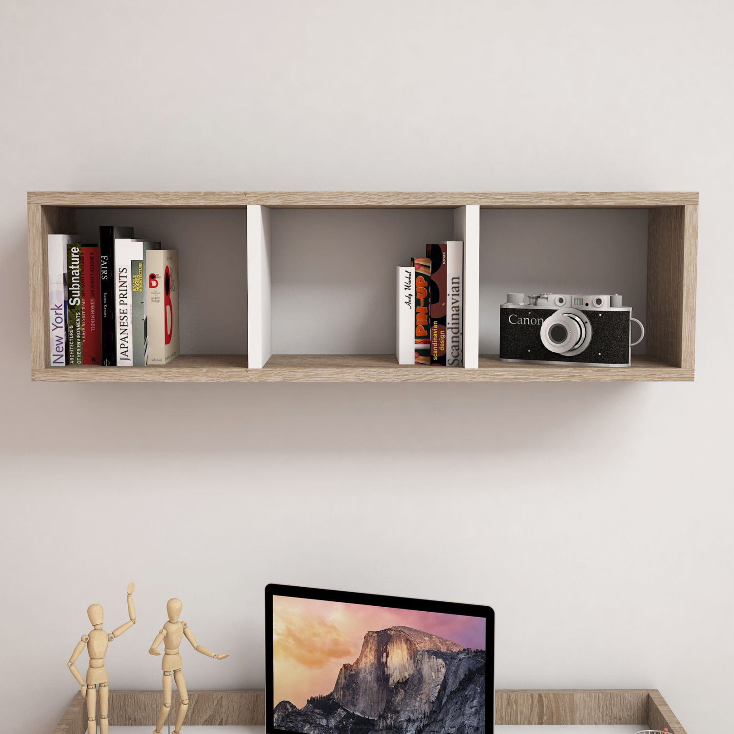 ΡΑΦΙΕΡΑ ΤΟΙΧΟΥ ΜΕΛΑΜΙΝΗΣ SONAMA &amp; ΛΕΥΚΟ HM9228.12 90x22x25,6Υ εκ. 3