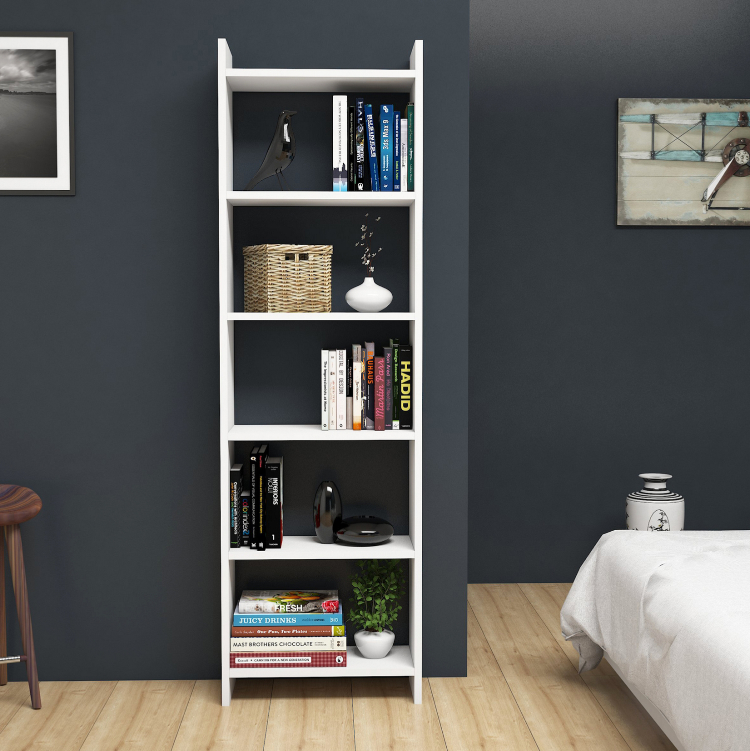 ΒΙΒΛΙΟΘΗΚΗ CLASSIKER HM9226.11 ΜΕΛΑΜΙΝΗΣ ΛΕΥΚH 48,5x22x160Υεκ. 3