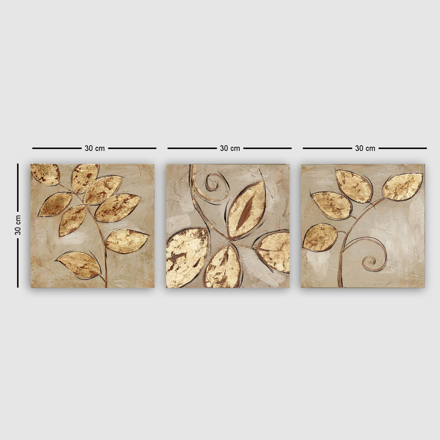 ΠΙΝΑΚΑΣ ΚΑΜΒΑΣ ΤΡΙΠΤΥΧΟ GOLDEN LEAVES HM7327 90Χ3Χ30 εκ. 3