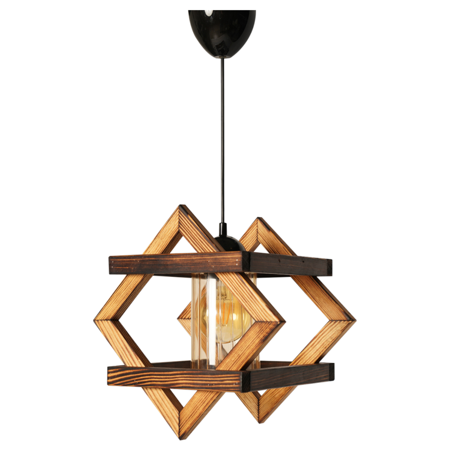 ΦΩΤΙΣΤΙΚΟ ΟΡΟΦΗΣ ΑΠΟ ΞΥΛΟ ΚΑΡΥΔΙ ΜΕ ΜΑΥΡΟ HM7514.01 25x31x82 εκ. 1