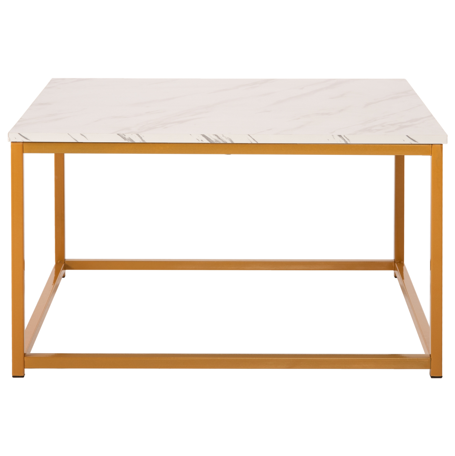 ΤΡΑΠΕΖΙ ΣΑΛΟΝΙΟΥ BRAYLEN HM8942.11 ΜΕΛΑΜΙΝΗ ΛΕΥΚΟ ΜΑΡΜΑΡΟ-ΧΡΥΣΗ ΒΑΣΗ 75x75x43,5Υεκ. 3