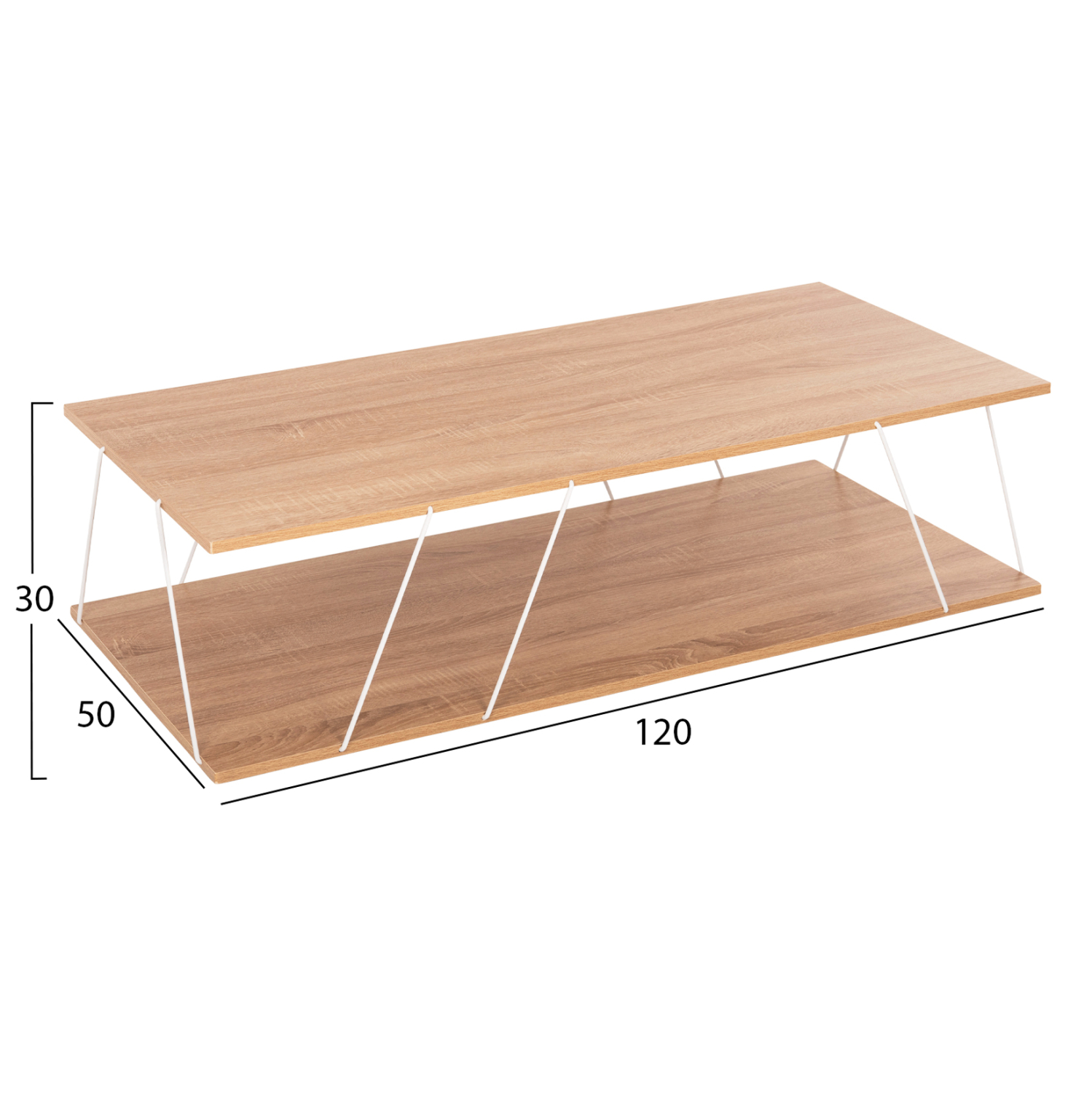 ΤΡΑΠΕΖΙ ΣΑΛΟΝΙΟΥ TARS HM8927.14 SONOMA ΜΕ ΛΕΥΚΕΣ ΜΕΤΑΛΛΙΚΕΣ ΒΕΡΓΕΣ 120Χ50Χ30Yεκ. 2