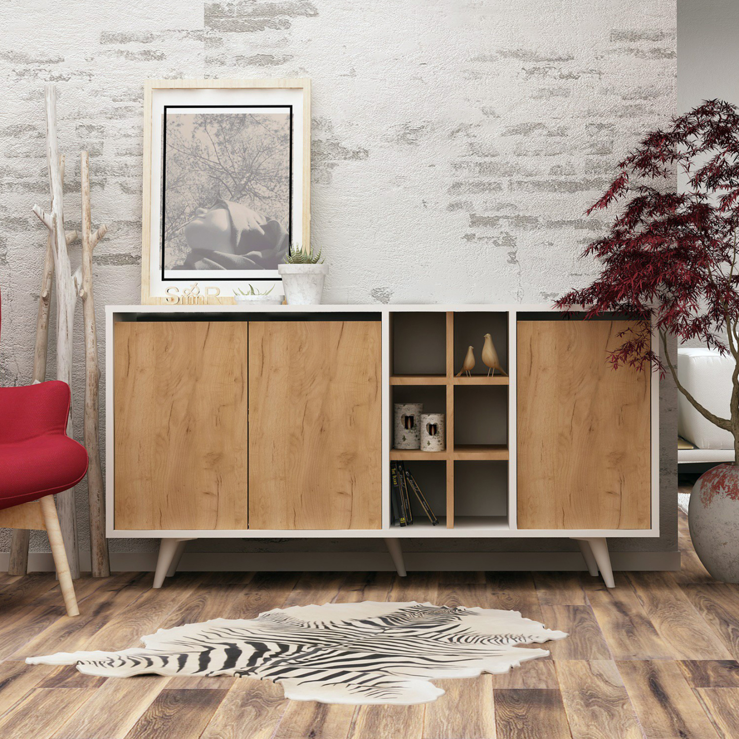 ΜΠΟΥΦΕΣ ΜΕΛΑΜΙΝΗΣ BRIAR ΛΕΥΚΟΣ ΜΕ ΚΑΡΥΔΙ ΠΟΡΤΕΣ 140x40x86Yεκ.HM9432.01 4