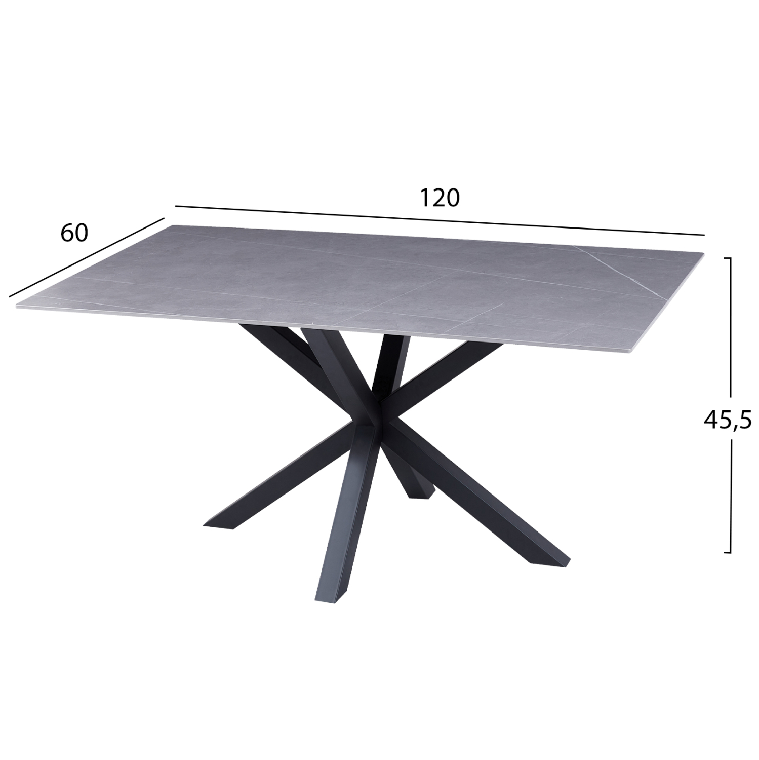 ΤΡΑΠΕΖΙ ΣΑΛΟΝΙΟΥ HM9470.05 GREY MARBLE-ΜΑΥΡΗ ΜΕΤΑΛ.ΒΑΣΗ 120x60x45,5Yεκ. 2