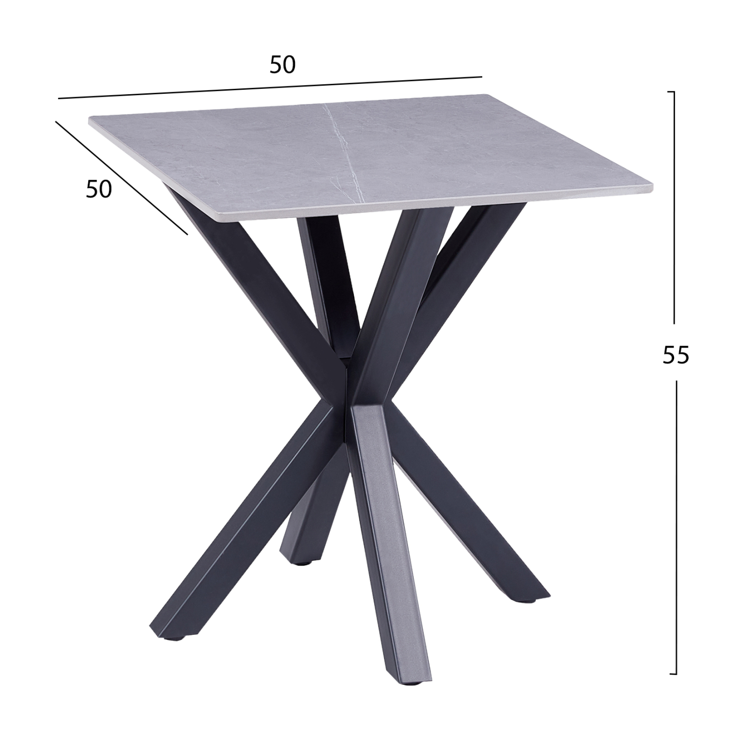 ΒΟΗΘΗΤΙΚΟ ΤΡΑΠΕΖΑΚΙ ΣΑΛΟΝΙΟΥ HM9471.05 GREY MARBLE TOP-ΜΑΥΡΗ ΜΕΤΑΛ.ΒΑΣΗ 50x50x55Yεκ. 2
