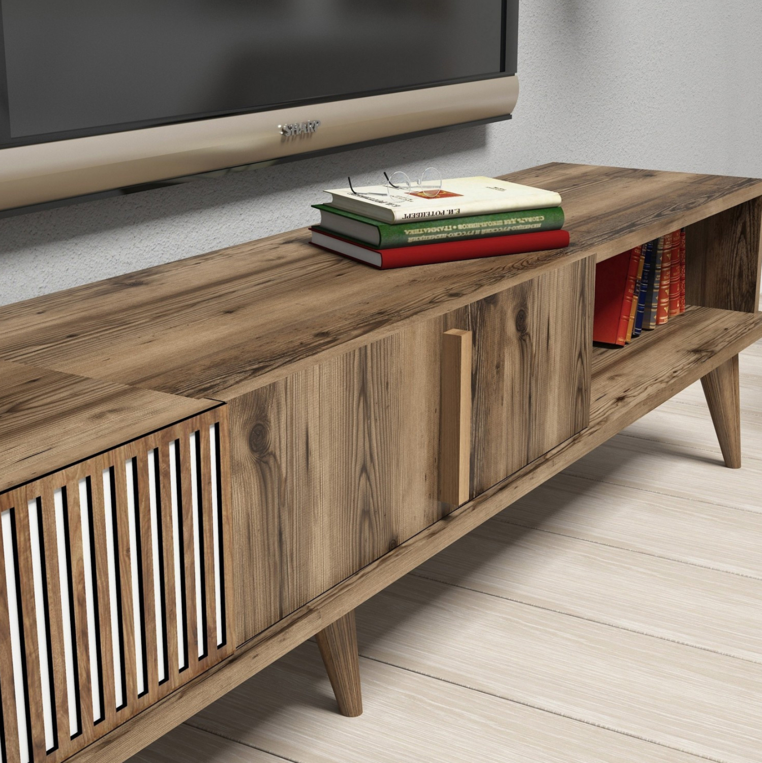 ΣΥΝΘΕΣΗ ΤΗΛΕΟΡΑΣΗΣ HM9438.02 ΜΕΛΑΜΙΝΗ ΣΕ ΚΑΡΥΔΙ-ΛΕΥΚΟ 180x35x40Υεκ. 7