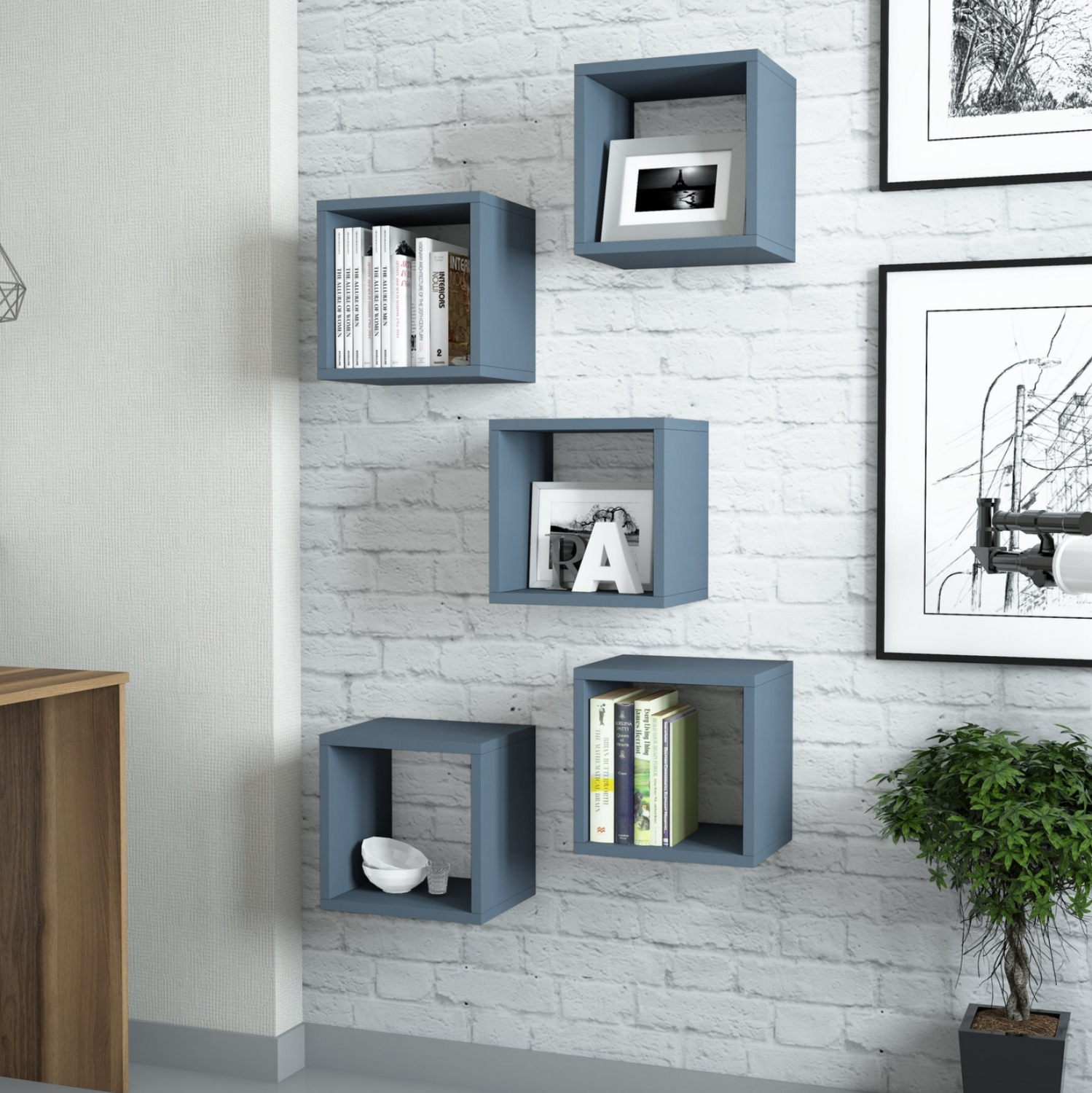 ΣΕΤ ΡΑΦΙΑ ΤΟΙΧΟΥ 5ΤΜΧ ΜΕΛΑΜΙΝΗΣ HM9519.05 ΜΠΛΕ 30x30x24Y εκ. 3