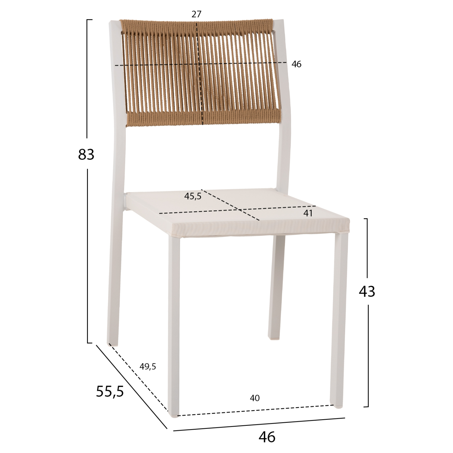 ΚΑΡΕΚΛΑ ΑΛΟΥΜΙΝΙΟΥ ΛΕΥΚΗ ΜΠΕΖ RATTAN &amp; TEXTLINE HM5921.02 46x55,5x83Yεκ. 2