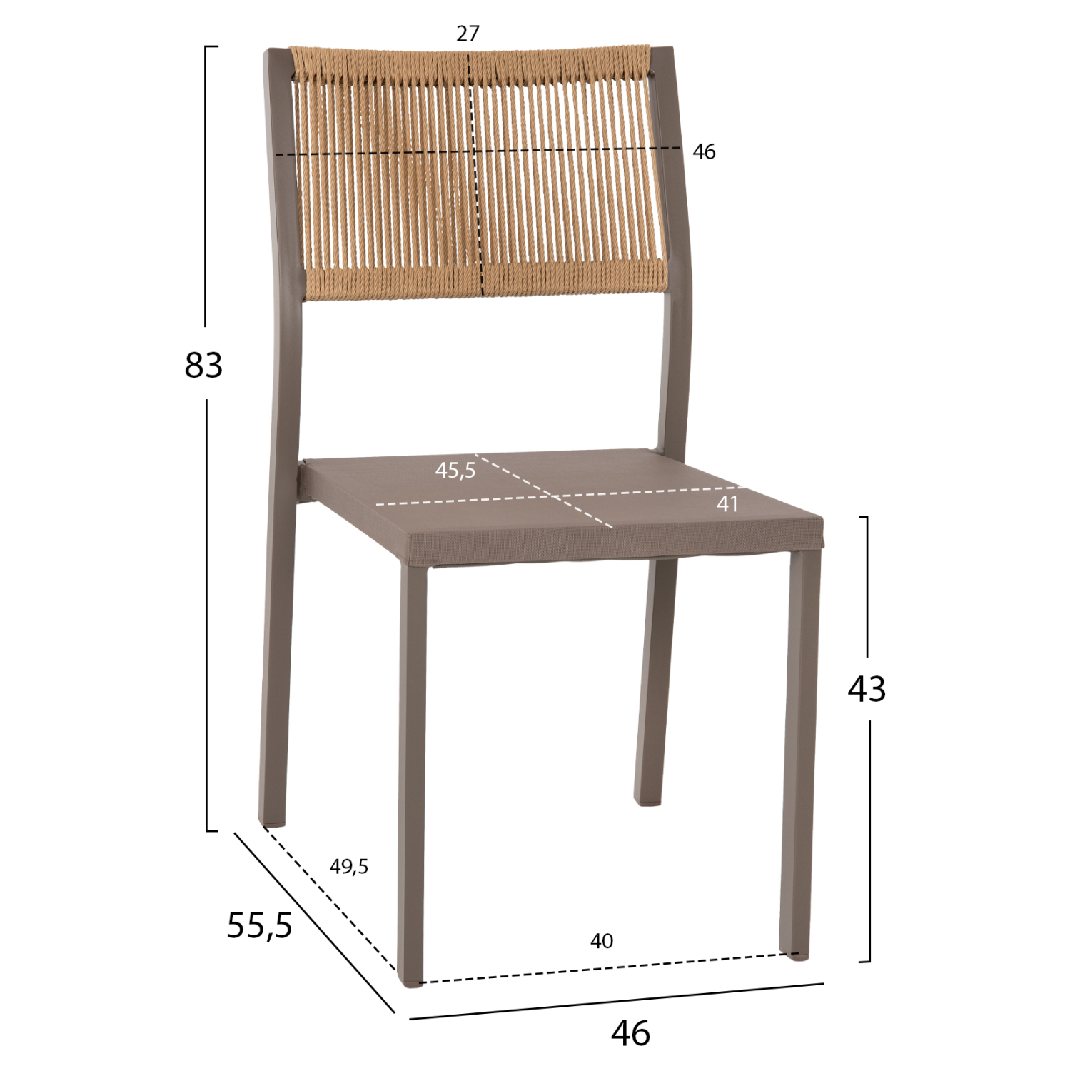 ΚΑΡΕΚΛΑ ΑΛΟΥΜΙΝΙΟΥ ΣΑΜΠΑΝΙ ΜΕ RATTAN &amp; TEXTLINE HM5921.03 46x55,5x83 εκ. 2