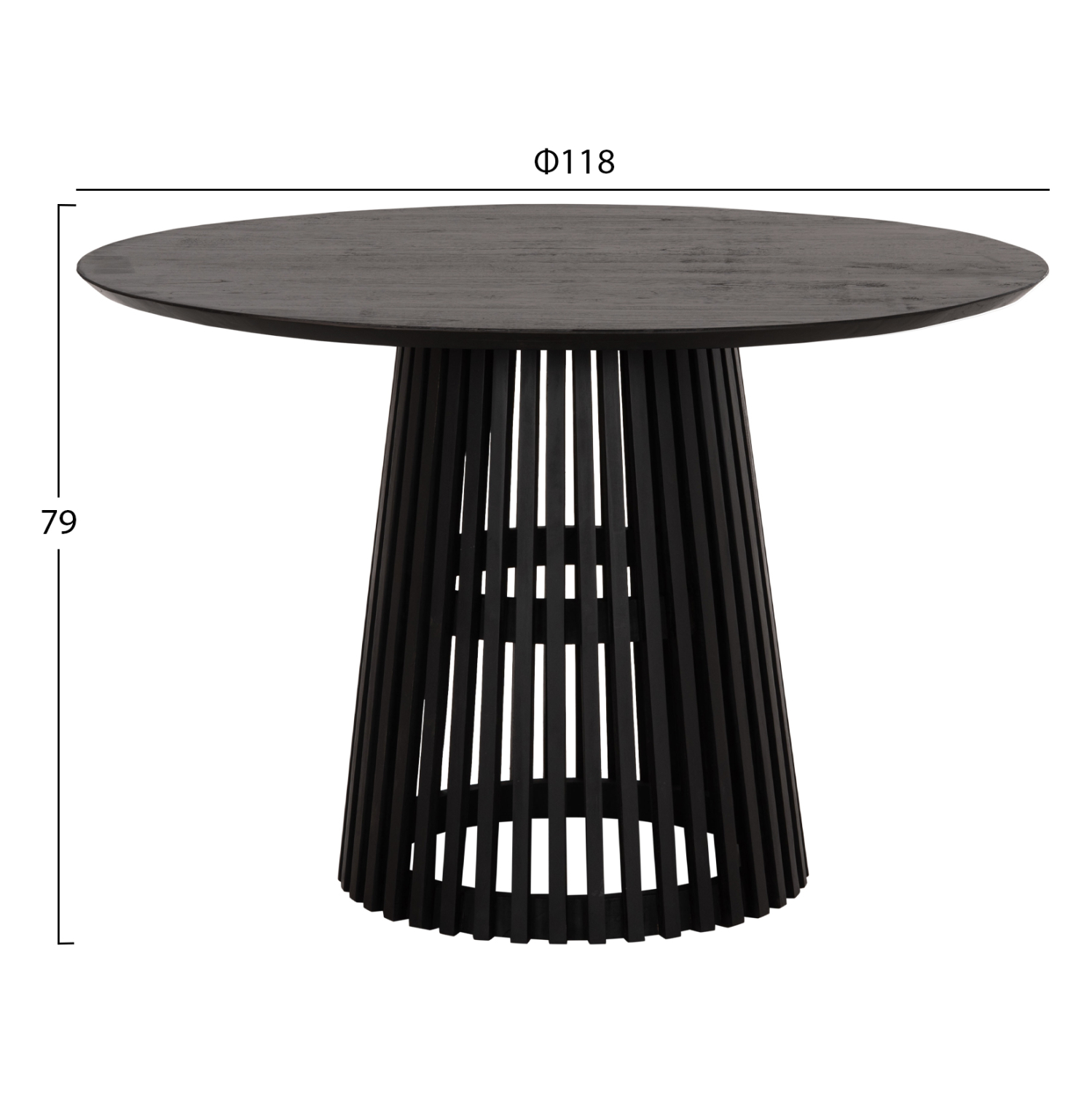 ΤΡΑΠΕΖΙ ΤΡΑΠΕΖΑΡΙΑΣ ΣΤΡΟΓΓΥΛΟ FRANTZ HM9388.02 ΜΑΣΙΦ ΞΥΛΟ MINDI BLACK Φ118x79Υεκ. 2