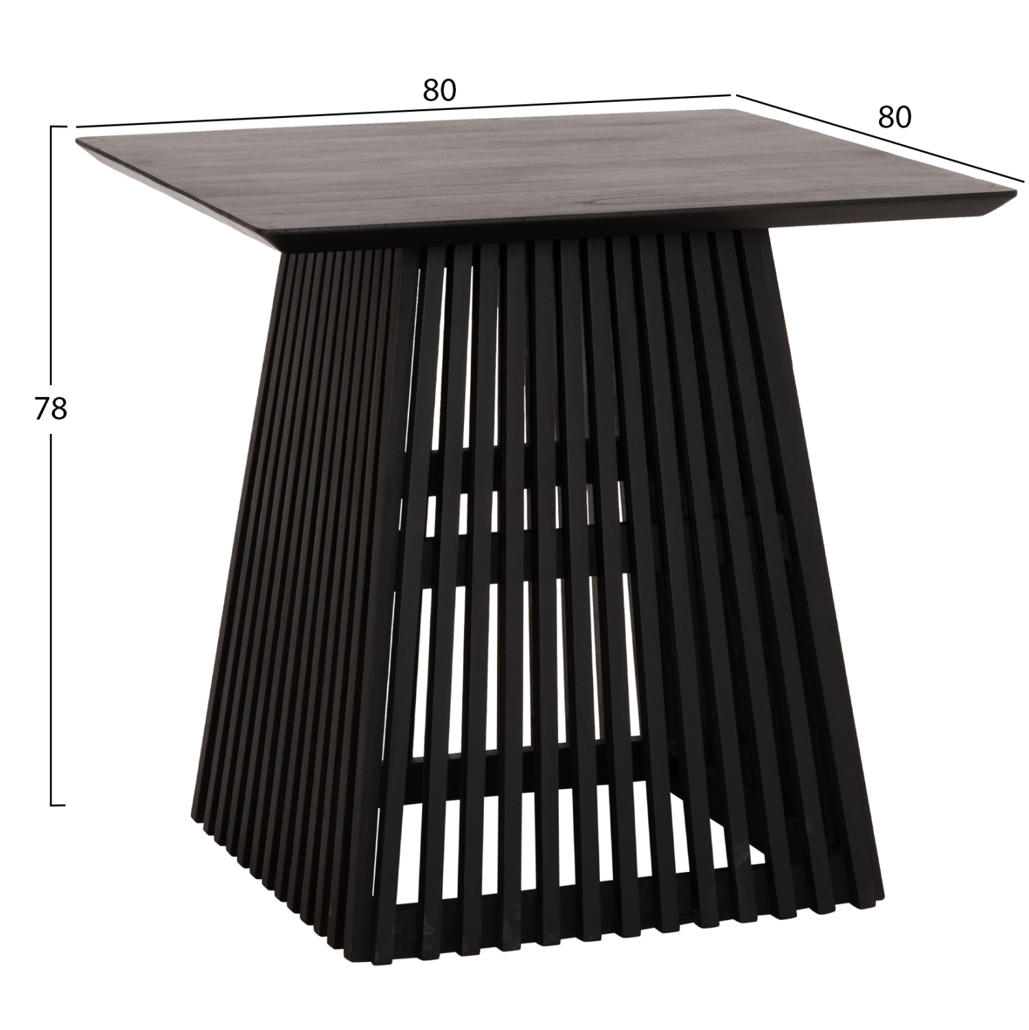 ΤΡΑΠΕΖΙ ΤΡΑΠΕΖΑΡΙΑΣ ΤΕΤΡΑΓΩΝΟ FRANTZ HM9458.02 MINDI ΞΥΛΟ ΜΑΥΡΟ 80x80x78Yεκ. 2