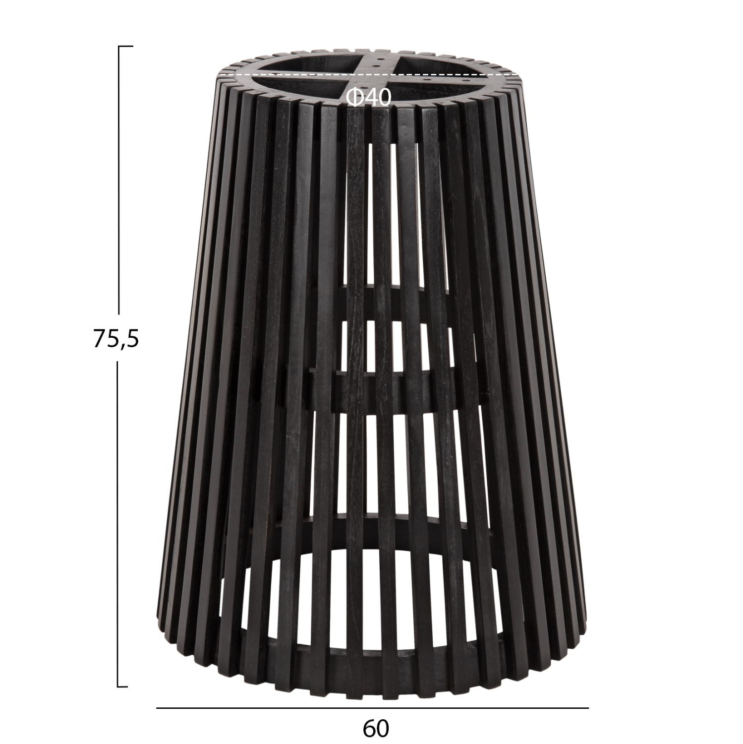 ΒΑΣΗ ΤΡΑΠΕΖΙΟΥ ΕΣΩΤΕΡΙΚΟΥ ΧΩΡΟΥ MINDI ΜΑΥΡΟ ΞΥΛΟ HM9459.02 Φ60x75,5Y εκ. 2