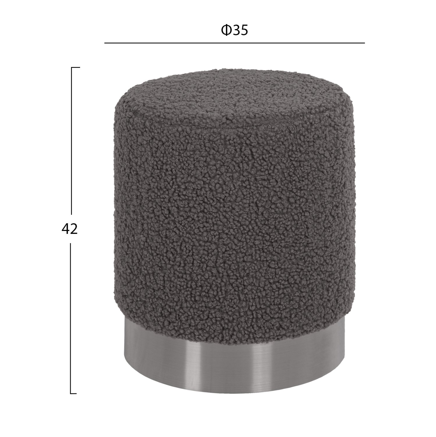 ΣΚΑΜΠΟ LEVY HM8408.21 ΓΚΡΙ ΜΠΟΥΚΛΕ ΥΦΑΣΜΑ ΜΕ ΑΣΗΜΙ ΒΑΣΗ Φ35x42Υ εκ. 2