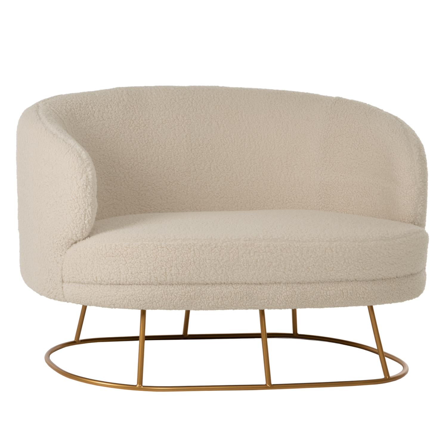 ΚΑΝΑΠΕΣ 2ΘΕΣΙΟΣ ARIEN HM8492.20 ΕΚΡΟΥ ΜΠΟΥΚΛΕ ΥΦΑΣΜΑ ΜΕ ΧΡΥΣΗ ΒΑΣΗ 130x75x85Y εκ. 1