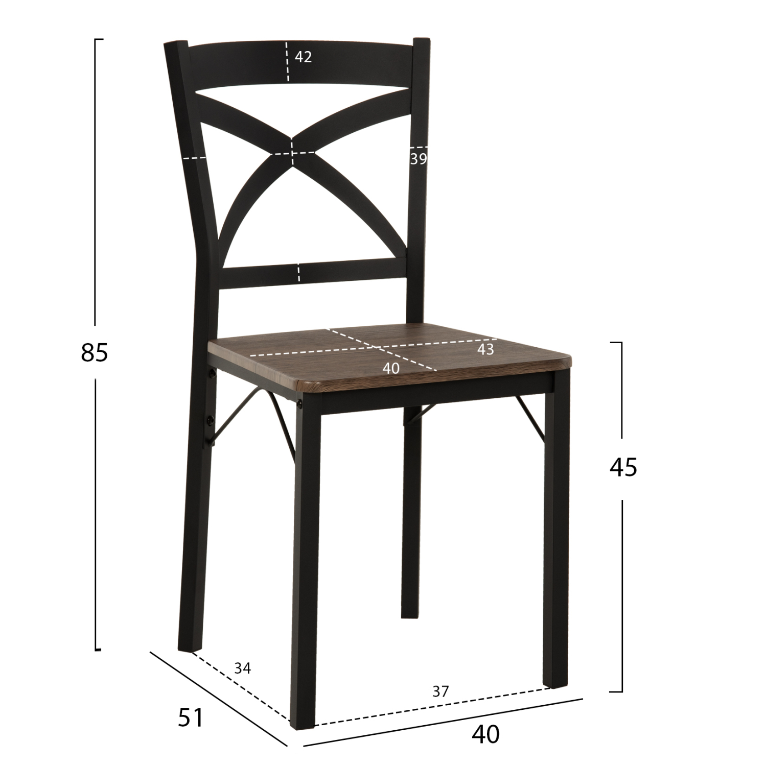 ΣΕΤ ΤΡΑΠΕΖΑΡΙΑΣ GOOSE 5ΤΜΧ HM9530.01 MDF ΚΑΡΥΔΙ-ΜΕΤΑΛΛΟ ΜΑΥΡΟ 120x80x75Yεκ. 3