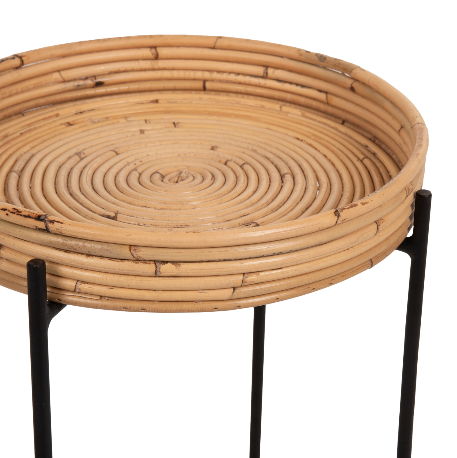 ΤΡΑΠΕΖΑΚΙ ΒΟΗΘΗΤΙΚΟ FLY HM7905 RATTAN ΦΥΣΙΚΟ ΧΡΩΜΑ-ΜΕΤΑΛΛΙΚΗ ΒΑΣΗ ΜΑΥΡΗ Φ32x48Yεκ. 4