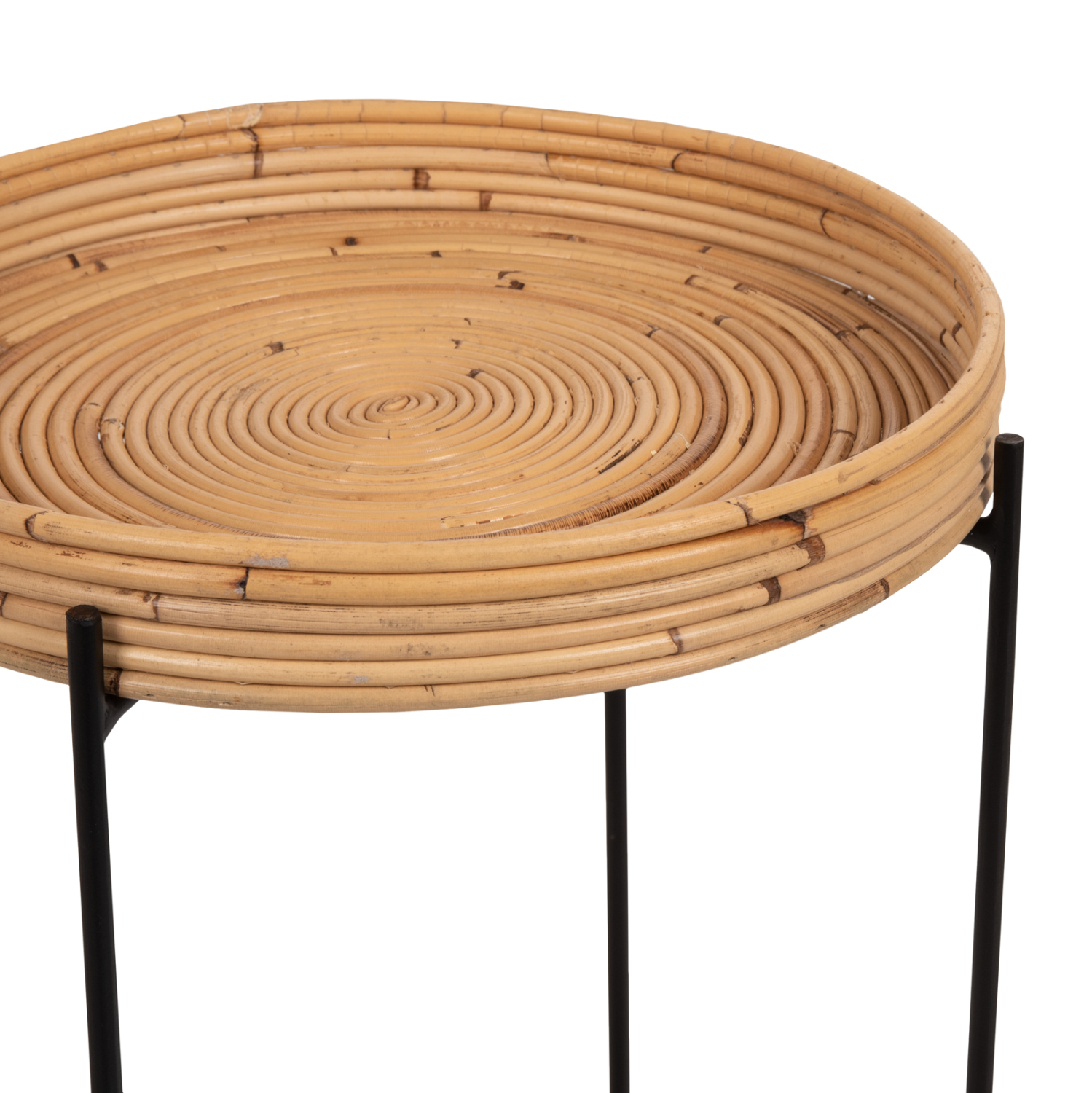 ΤΡΑΠΕΖΑΚΙ ΒΟΗΘΗΤΙΚΟ FLY HM7906 RATTAN ΦΥΣΙΚΟ ΧΡΩΜΑ-ΜΕΤΑΛΛΙΚΗ ΒΑΣΗ ΜΑΥΡΗ Φ40x53Yεκ. 4