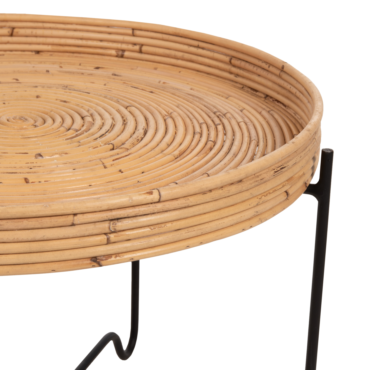 ΤΡΑΠΕΖΑΚΙ ΒΟΗΘΗΤΙΚΟ FLY HM7907 RATTAN ΦΥΣΙΚΟ ΧΡΩΜΑ-ΜΕΤΑΛΛΙΚΗ ΒΑΣΗ ΜΑΥΡΗ Φ50x40Υεκ. 4