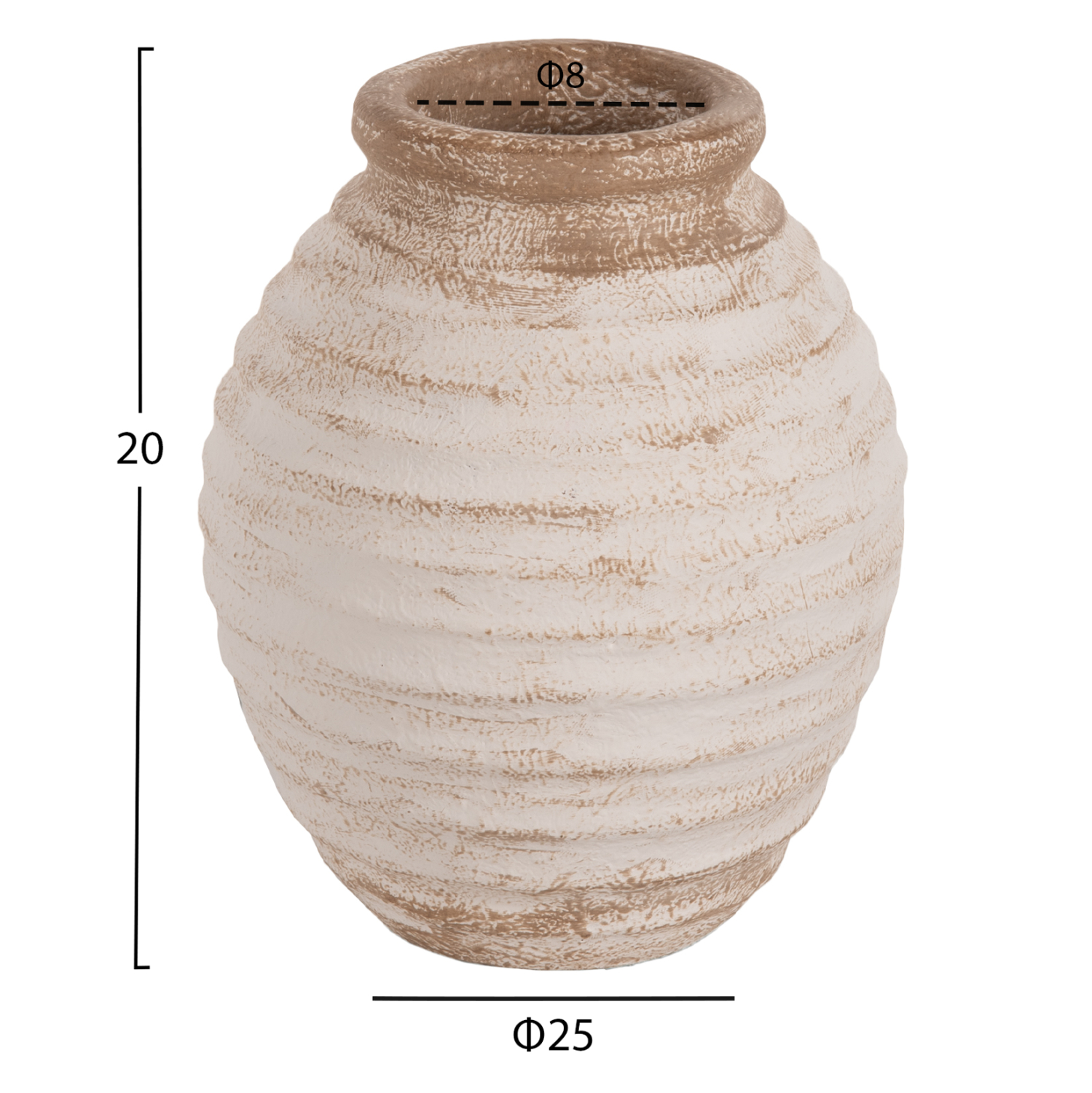 ΔΙΑΚΟΣΜΗΤΙΚΟ ΒΑΖΟ PYDNA HM7940 ΤΕΡΑΚΟΤΑ ΣΕ ANTIQUE ΛΕΥΚΟ ΜΠΕΖ ΧΡΩΜΑ Φ20x25Y εκ. 2