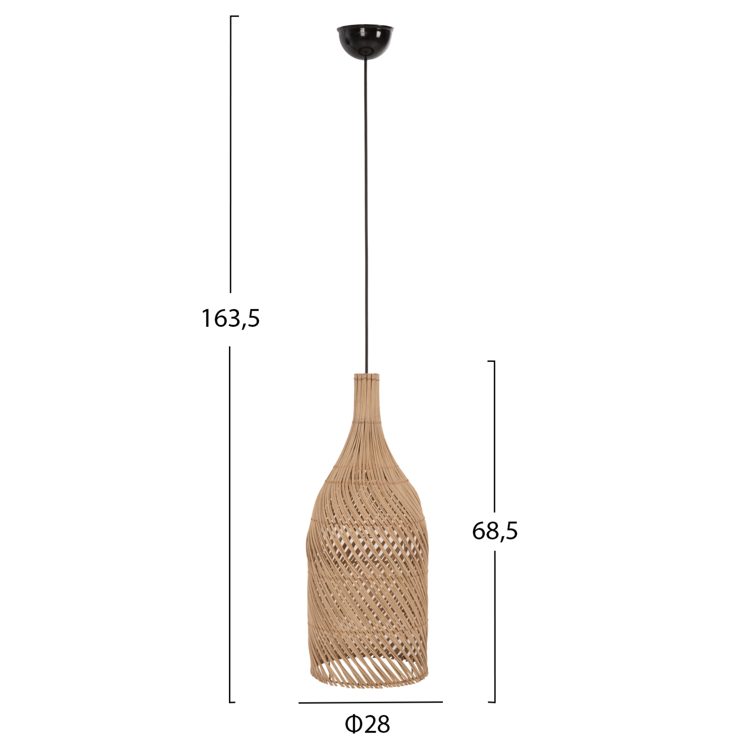 ΦΩΤΙΣΤΙΚΟ ΟΡΟΦΗΣ CARBOY HM7884 ΚΡΕΜΑΣΤΟ ΑΠΟ RATTAN ΣΕ ΦΥΣΙΚΟ ΧΡΩΜΑ Φ28x163,5Yεκ. 2