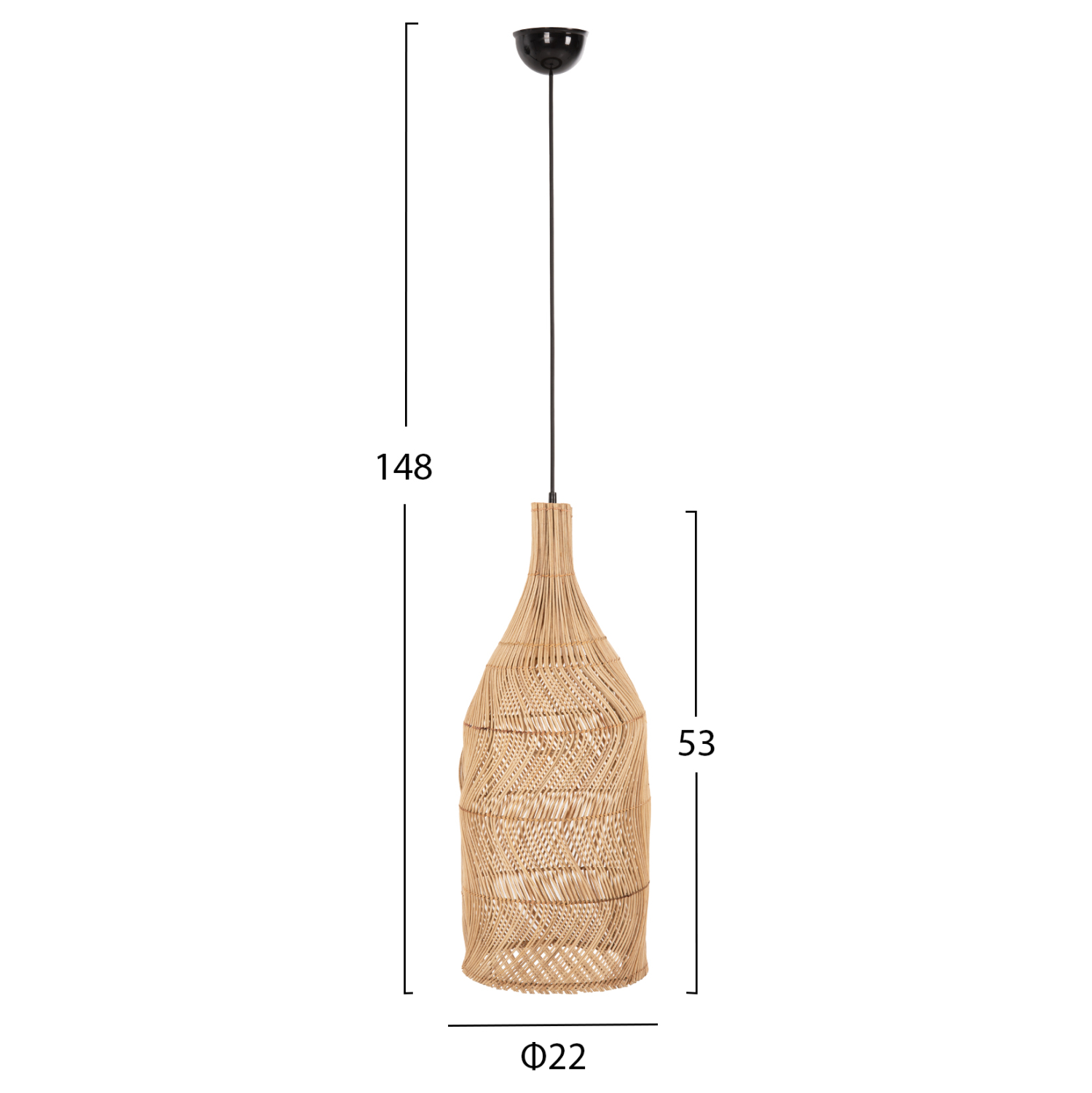 ΦΩΤΙΣΤΙΚΟ ΟΡΟΦΗΣ THEON HM7888 ΚΡΕΜΑΣΤΟ ΑΠΟ RATTAN ΣΕ ΦΥΣΙΚΟ ΧΡΩΜΑ Φ22x148Υ εκ. 2