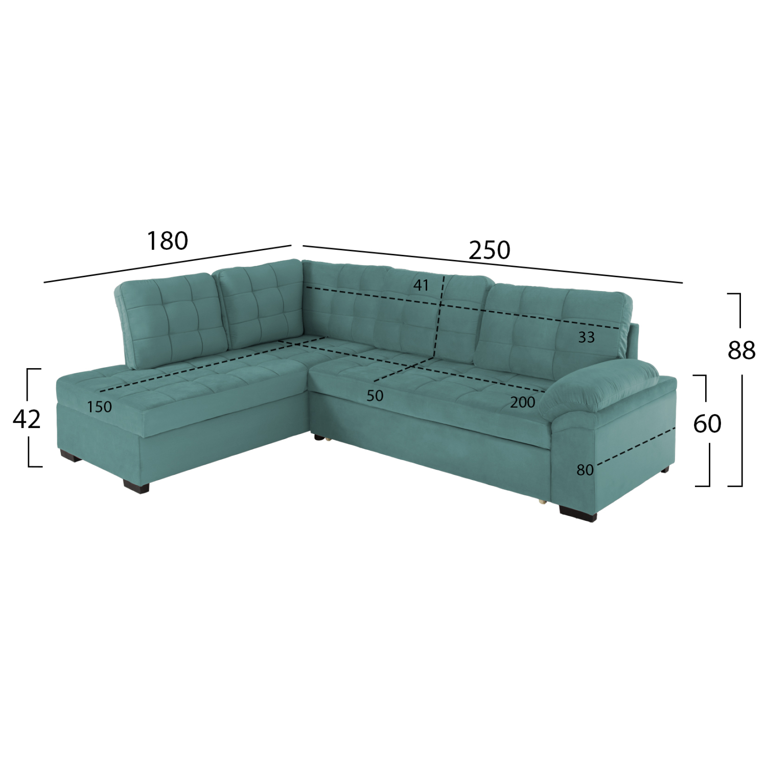 ΚΑΝΑΠΕΣ ΚΡΕΒΑΤΙ JADE HM3144.04L ΑΡΙΣΤΕΡΗ ΓΩΝΙΑ ΒΕΡΑΜΑΝ ΒΕΛΟΥΔΟ 250x80-180x73-88Υεκ. 2