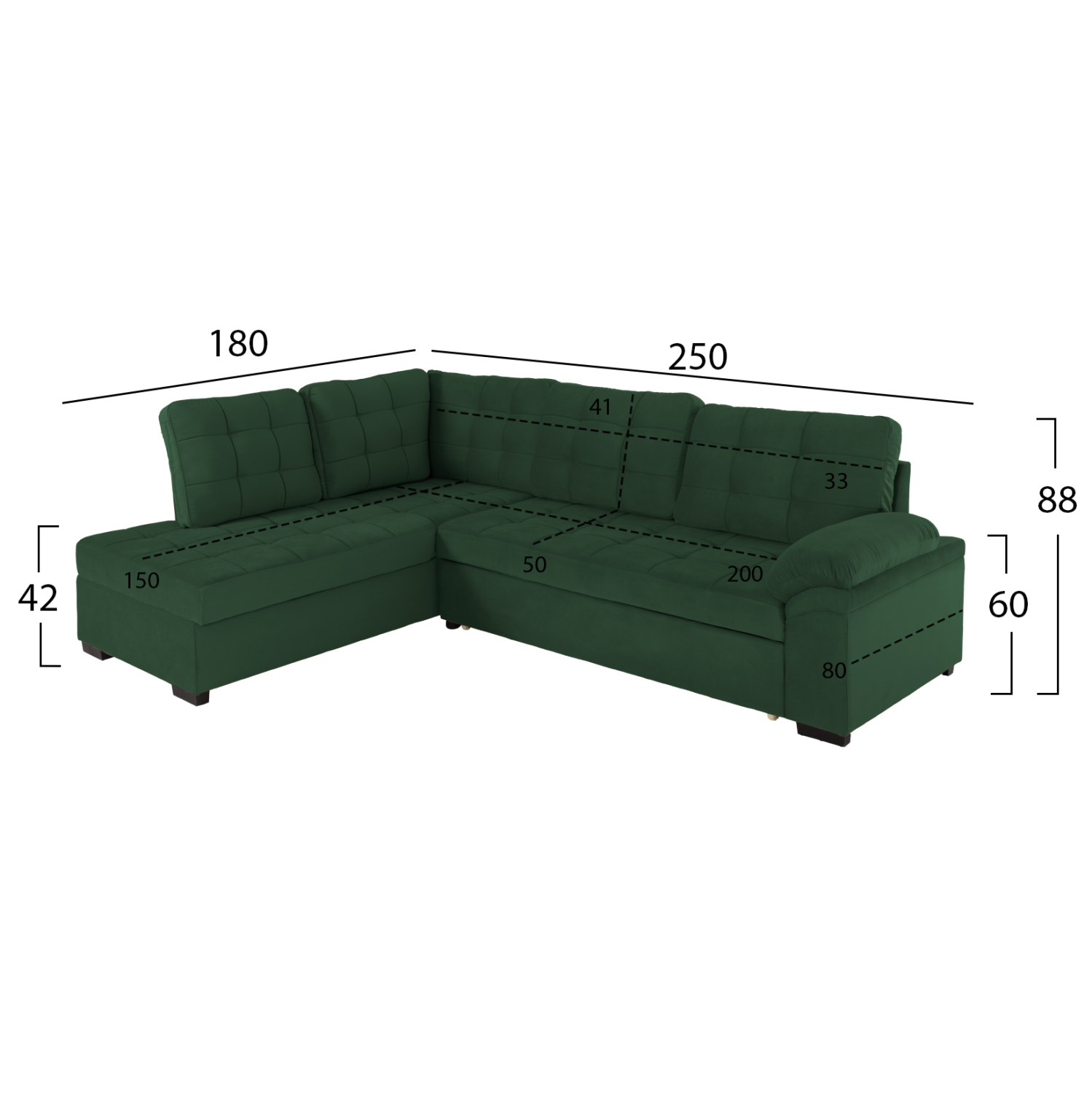 ΚΑΝΑΠΕΣ ΚΡΕΒΑΤΙ JADE HM3144.05L ΑΡΙΣΤΕΡΗ ΓΩΝΙΑ ΣΕ ΚΥΠΑΡΙΣΣΙ ΧΡΩΜΑ 250x180x88Υεκ. 2