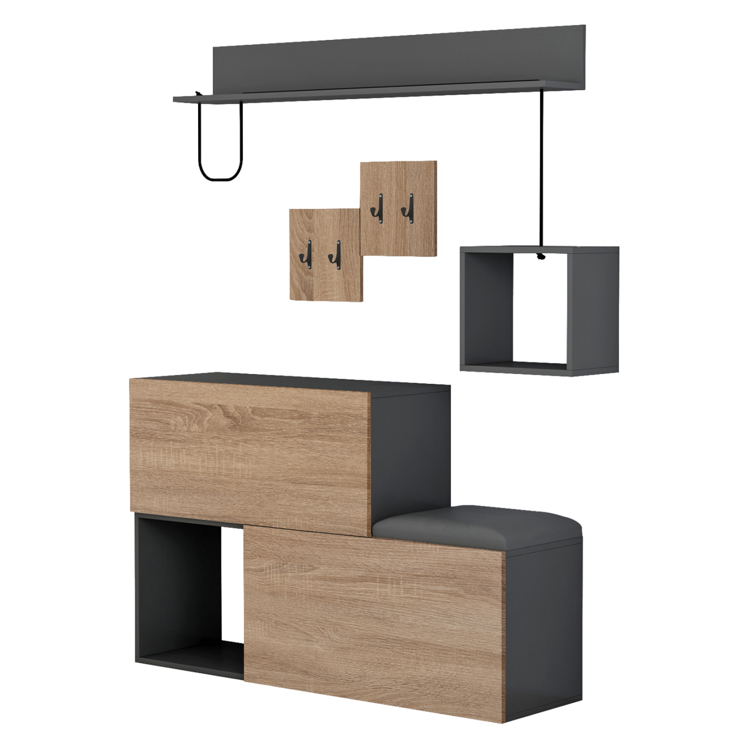 ΕΠΙΠΛΟ ΕΙΣΟΔΟΥ CERB HM8957.11 ΜΕΛΑΜΙΝΗ ΣΕ SONAMA-ΓΚΡΙ 120x20x72Υ εκ. 4