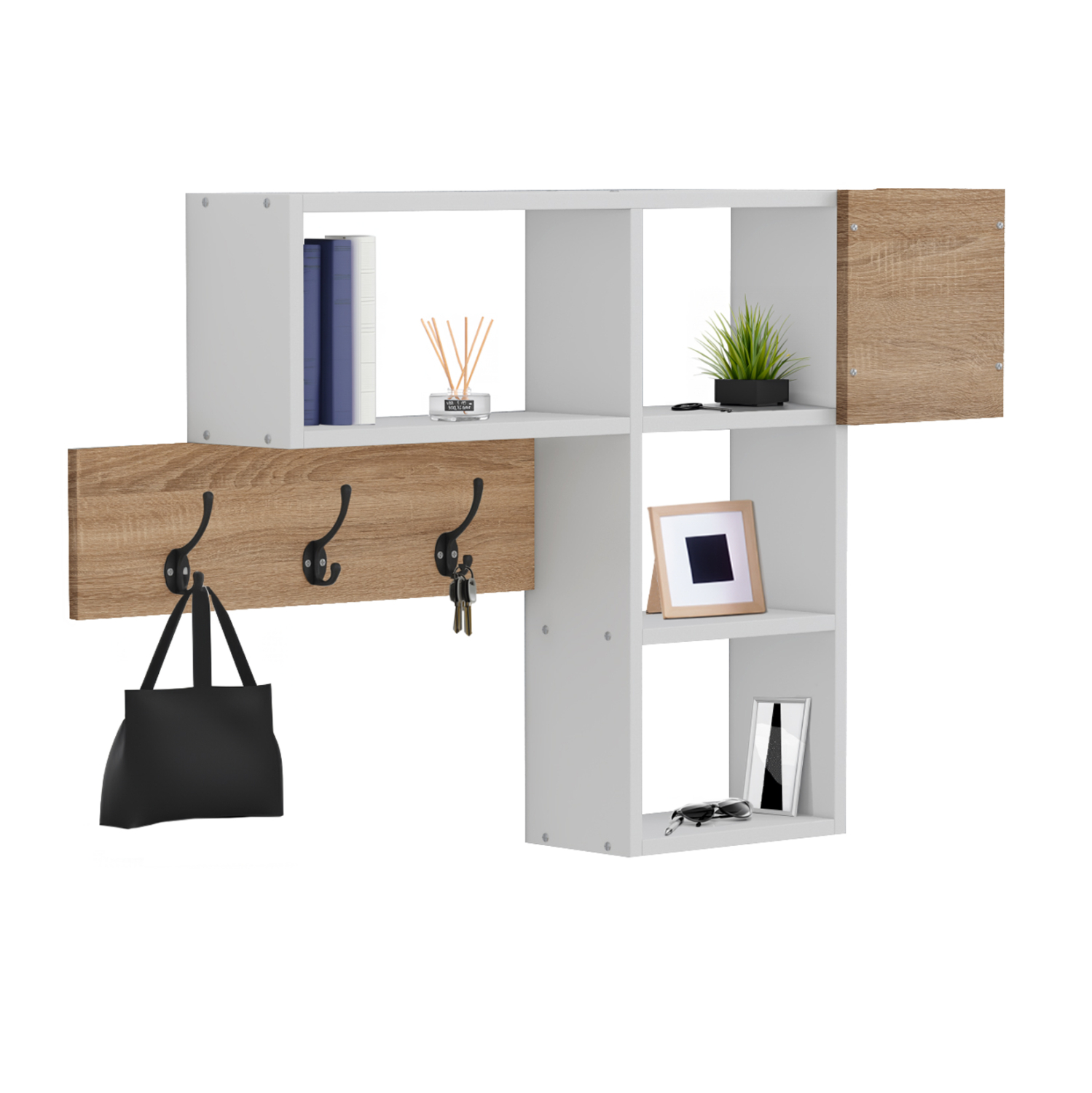 ΚΡΕΜΑΣΤΡΑ ΕΙΣΟΔΟΥ ΜΕ ΡΑΦΙΑ HARLAN HM8973.12 ΜΕΛΑΜΙΝΗ ΣΕ SONAMA-ΛΕΥΚΟ 99,5x15x61Υεκ. 1
