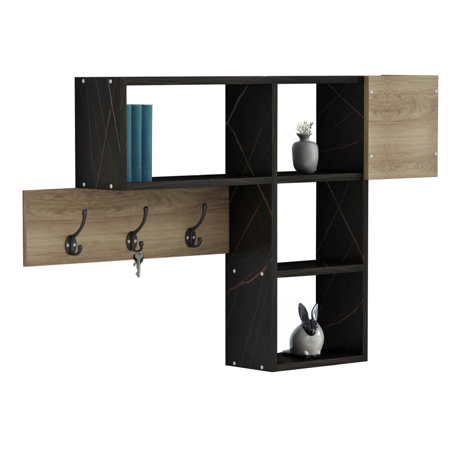 ΚΡΕΜΑΣΤΡΑ ΕΙΣΟΔΟΥ ΜΕ ΡΑΦΙΑ HARLAN HM8973.13 ΜΕΛΑΜΙΝΗ ΣΕ ΦΥΣΙΚΟ-ΜΑΥΡΟ ΜΑΡΜΑΡΟ 99,5x15x61Υεκ 1