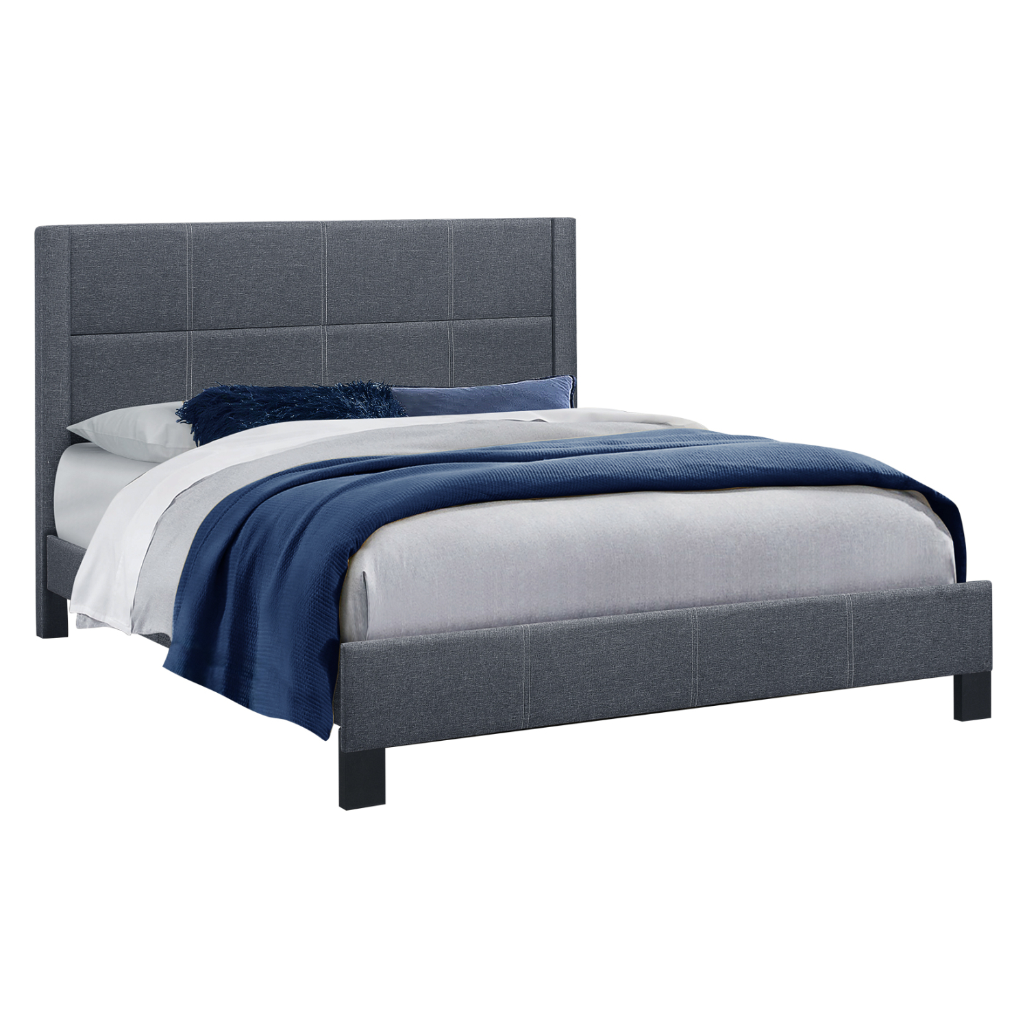 ΚΡΕΒΑΤΙ TRILLOP HM666.02 ΣΚΟΥΡΟ ΓΚΡΙ ΥΦΑΣΜΑ ΓΙΑ ΣΤΡΩΜΑ 160X200εκ. 1