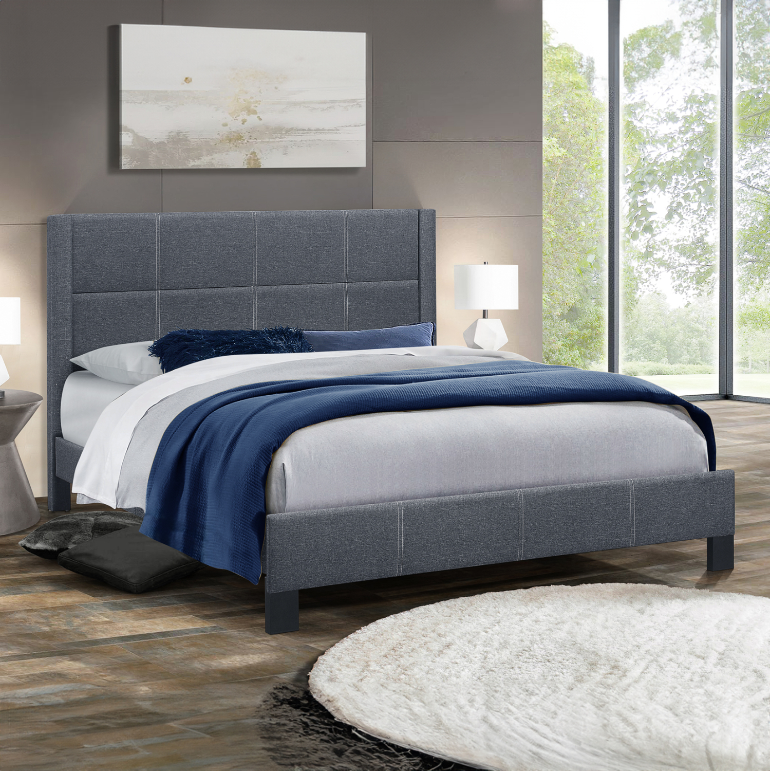 ΚΡΕΒΑΤΙ TRILLOP HM666.02 ΣΚΟΥΡΟ ΓΚΡΙ ΥΦΑΣΜΑ ΓΙΑ ΣΤΡΩΜΑ 160X200εκ. 3