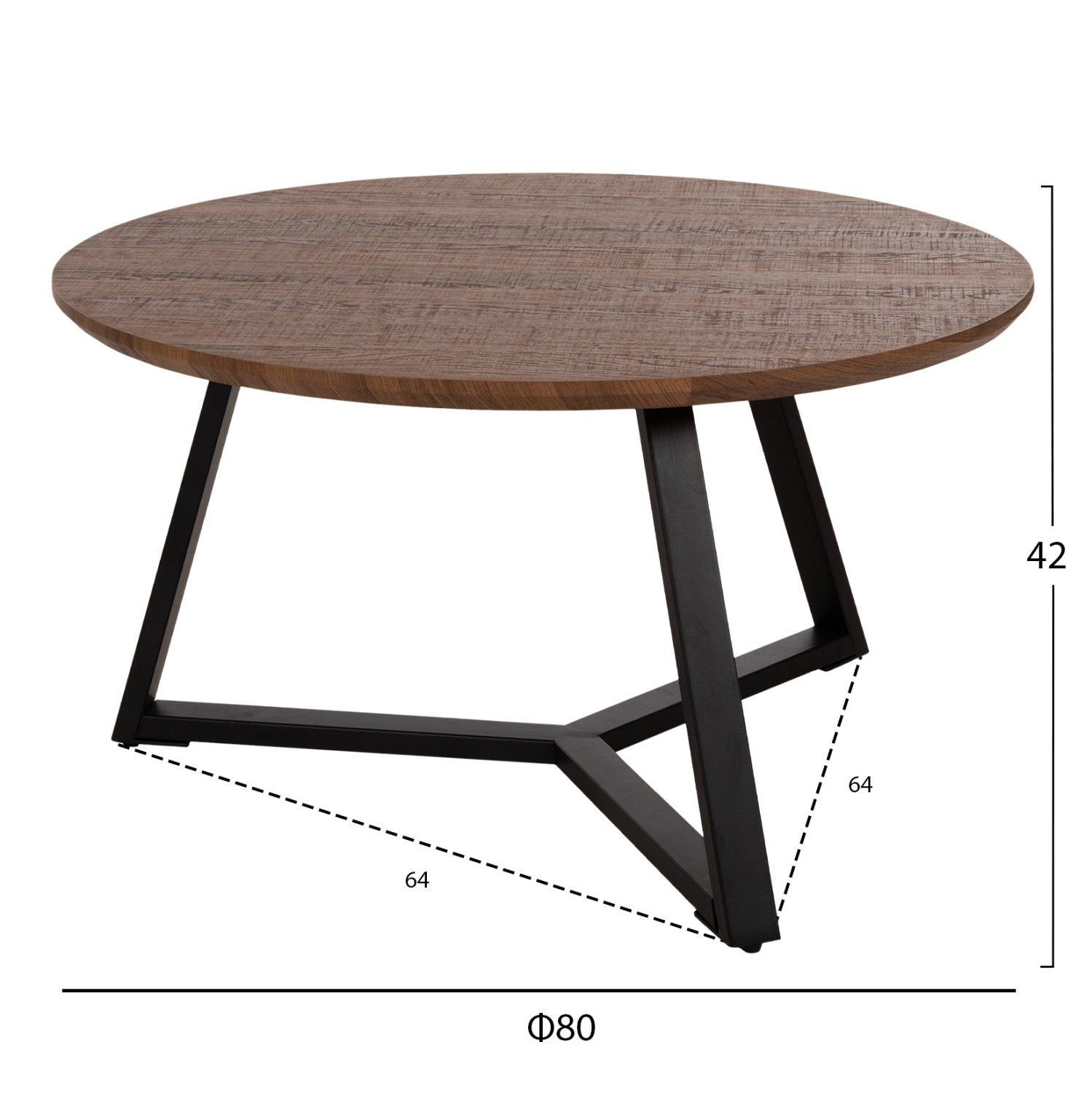 ΤΡΑΠΕΖΙ ΣΑΛΟΝΙΟΥ ΣΤΡΟΓΓΥΛΟ ROCKET HM9586.04 MDF WALNUT-ΜΑΥΡΗ ΣΑΓΡΕ ΒΑΣΗ Φ80x42Υεκ. 2